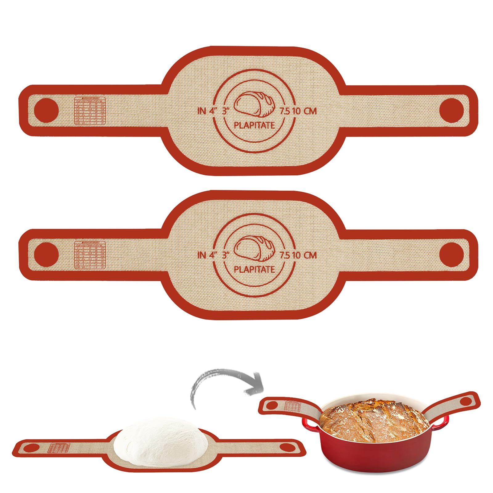 PLAPITATE Silicone Bread Sling Dutch Oven Liner, Non-Stick & Easy Clean Reusable Oval Silicone Bread Sling Baking Mat, Easy to T