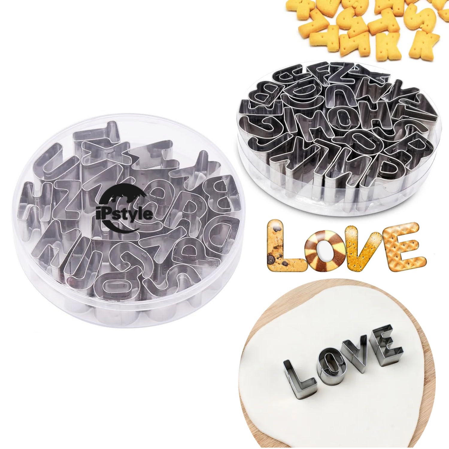 Alphabet Cookie Cutters Cake Letters Set of 26 Pieces Stainless Steel Christmas/Holiday Molds Tools for Fondant Biscuit  Cake  Fruit  Vegetables  or Dough Cut