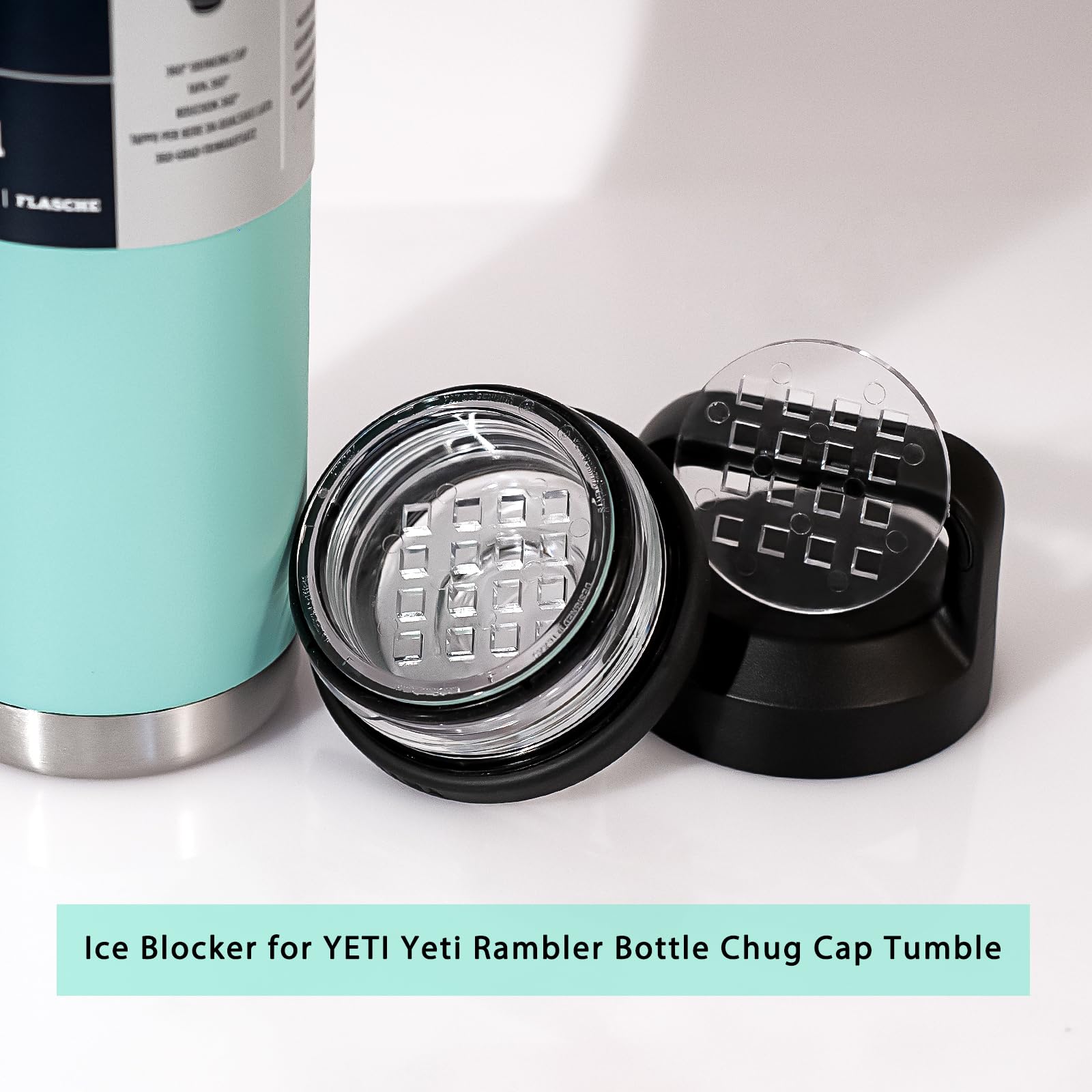 Nitakou Ice Blocker For Yeti Rambler Bottle Chug Cap Tumbler-Ice Gate Prevent Cubed Fruit Or Crushed Ice During A Drink Fits 18,