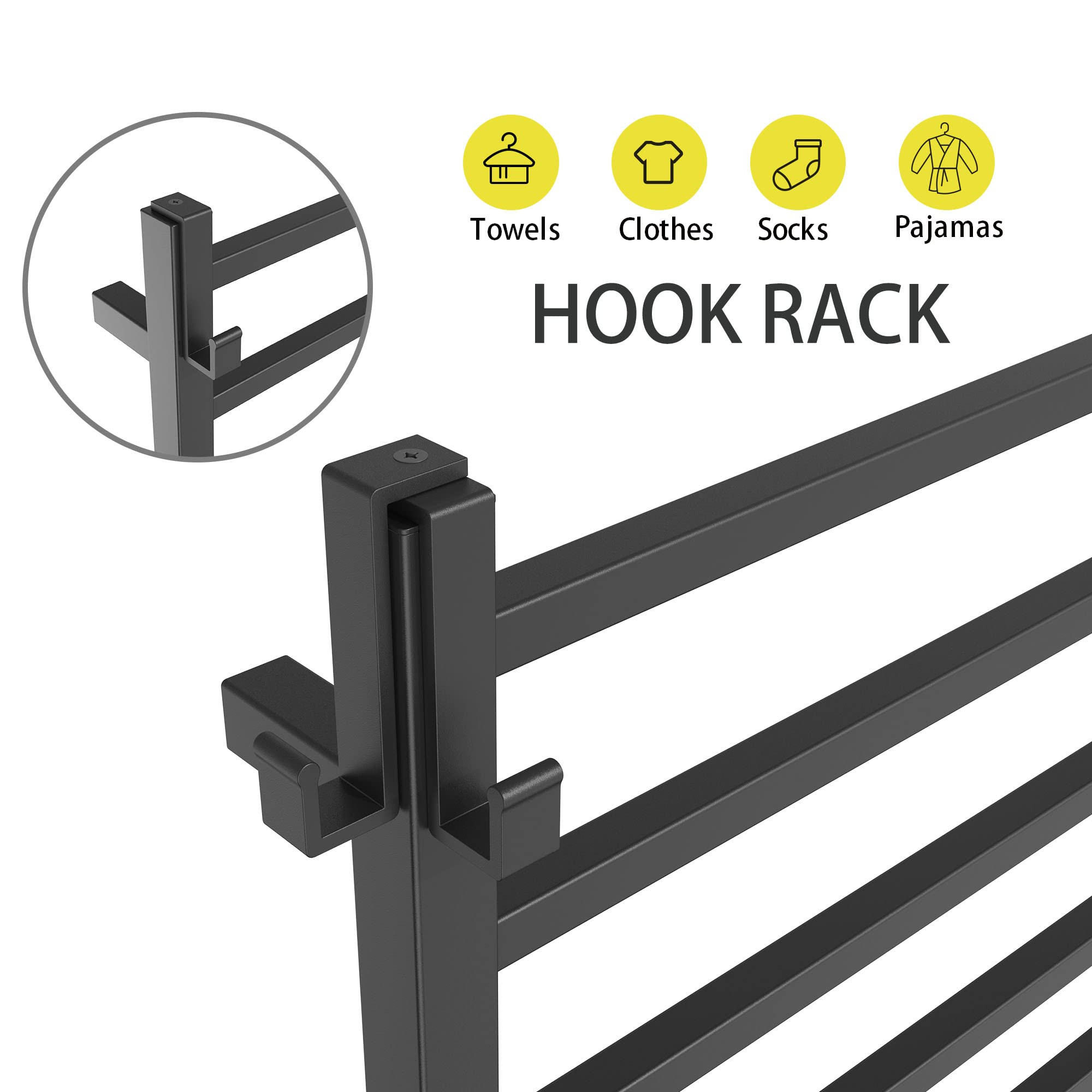 P&Bhusri Heated Towel Rack, 10-Bar Towel Warmer Rack For Bathroom, Wall Mounted Towel Warmer, Electric Towel Drying Rack With Ti