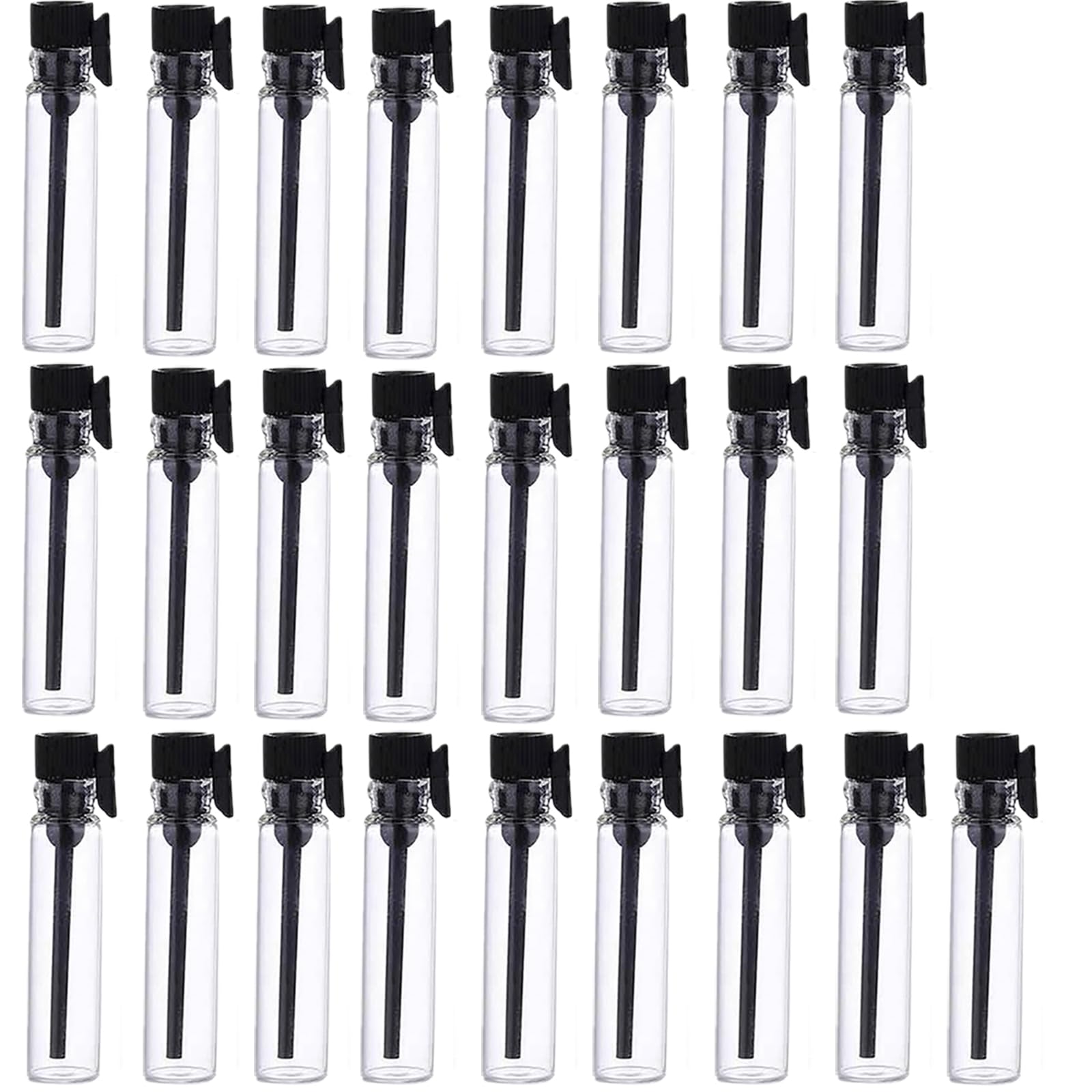 LJJCSFF 25 Pcs 2ml Glass Perfume Sample Vials Empty Sample Perfume Bottles Fragrance Sample Containers For Essential Oils Liquid