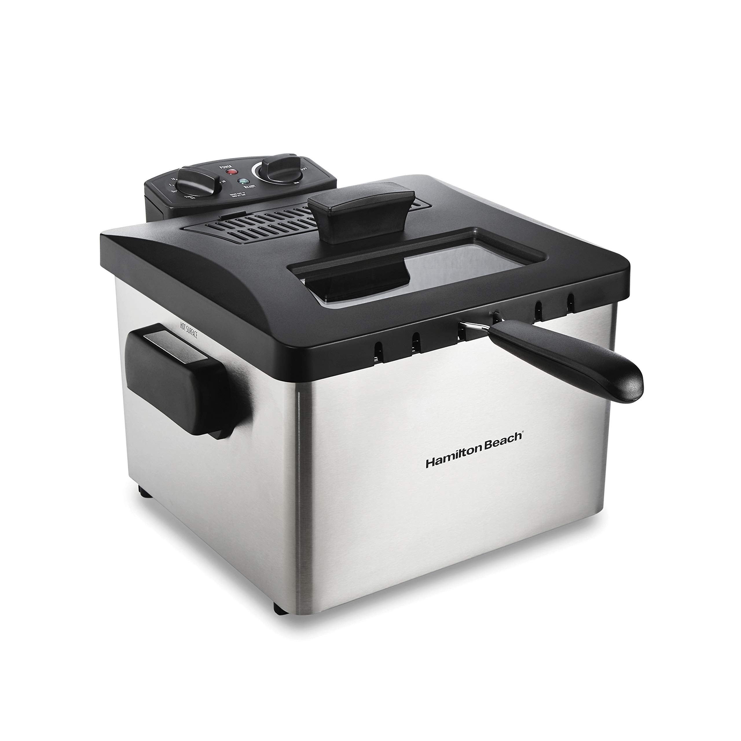 Hamilton Beach Electric Deep Fryer with Basket and Lid, 4.5 Liters / 19 Cups Oil Capacity, Temperature Control, View Window, Pro