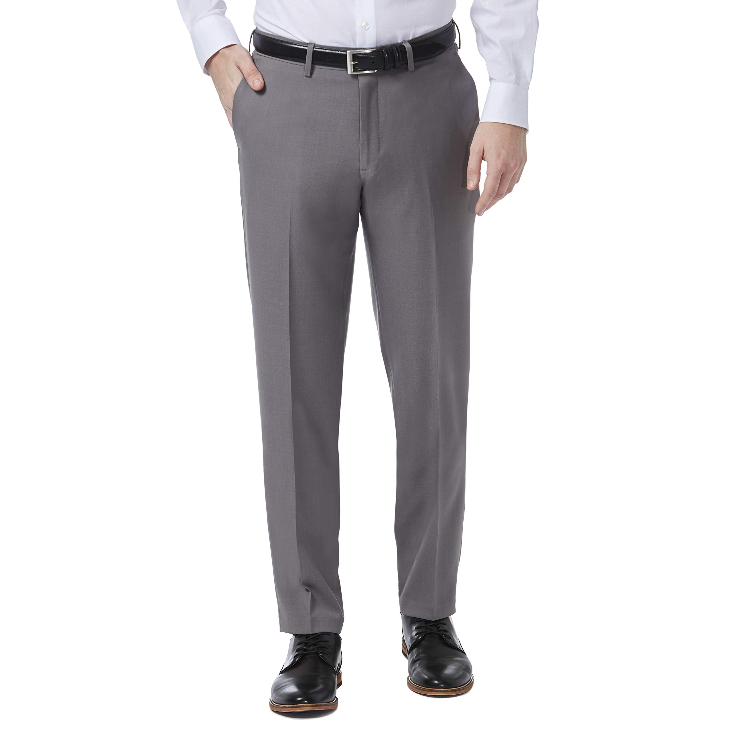 Haggar Mens Premium Comfort Dress Slim Fit Flat Front Pant, Grey, 38W X 32L