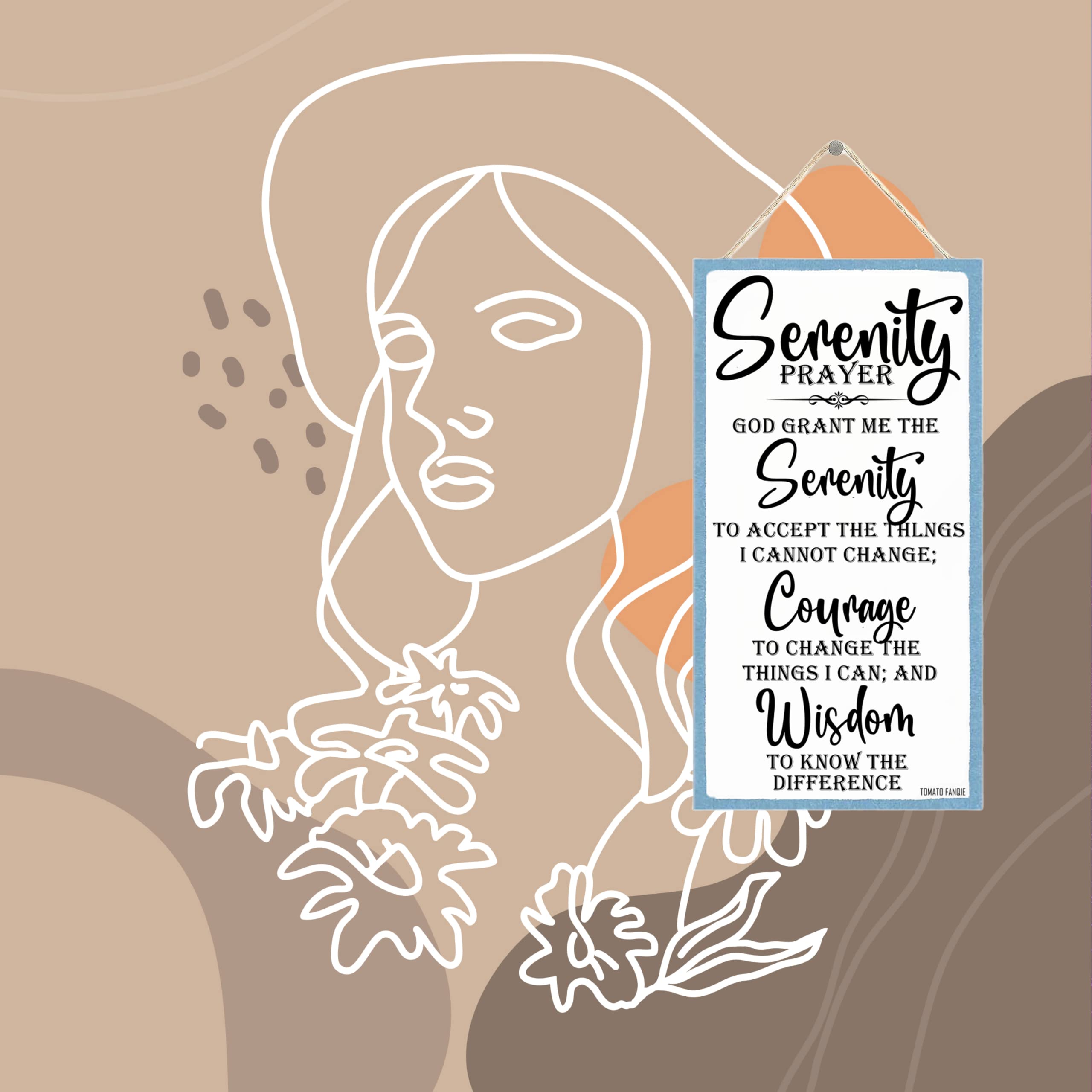 Serenity Prayer Sign, Christian Decor Wood Sign Gift, God Grant Me The Serenity Wall Decor Framed, Farmhouse Live Room Bedroom D