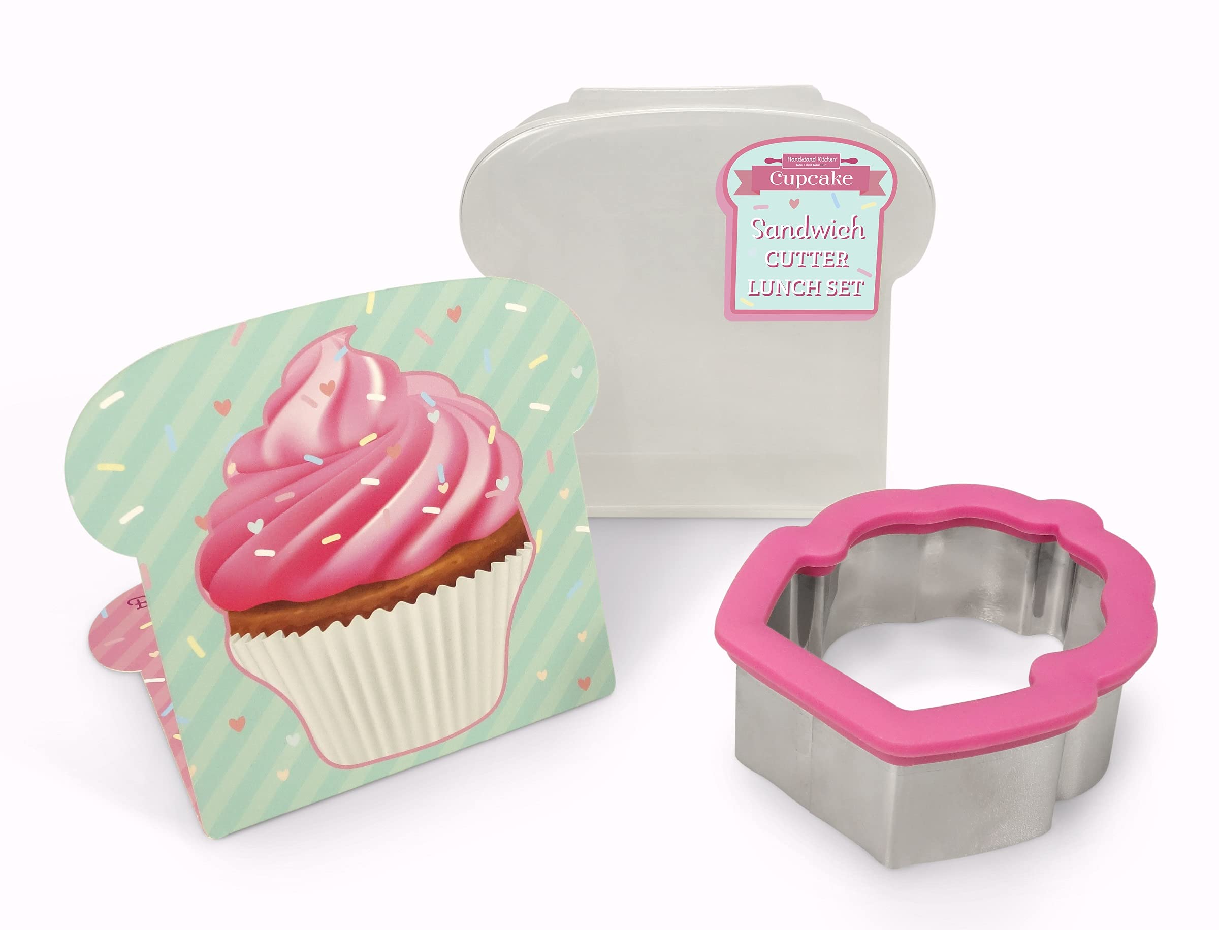 Handstand Kitchen Cupcake Shaped Sandwich Cutter And Reusable Sandwich Container Set