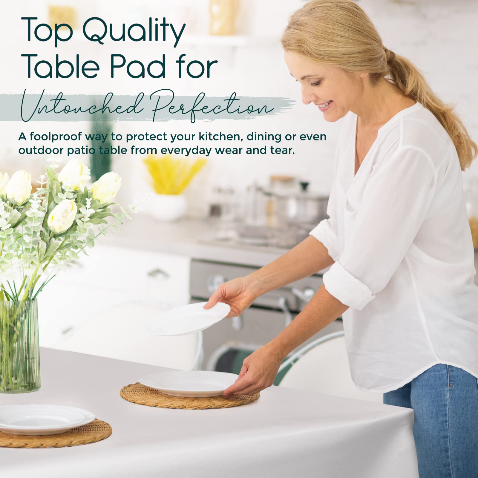 Tablecloths By Design - Quality Table Pad Protector, Waterproof Vinyl Table Cover For Superior Protection From Spills, Scratches