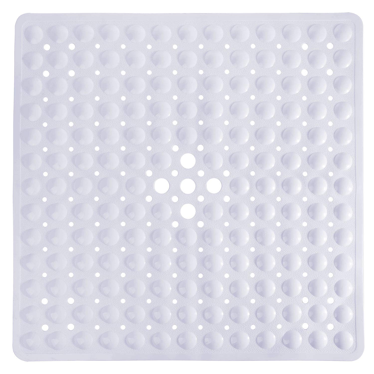 Yimobra Shower Bathtub Mat Non Slip, 21X21 Inch, Soft Square Bath Mat For Tub With Suction Cups And Drain Holes, Stall Floor Mat