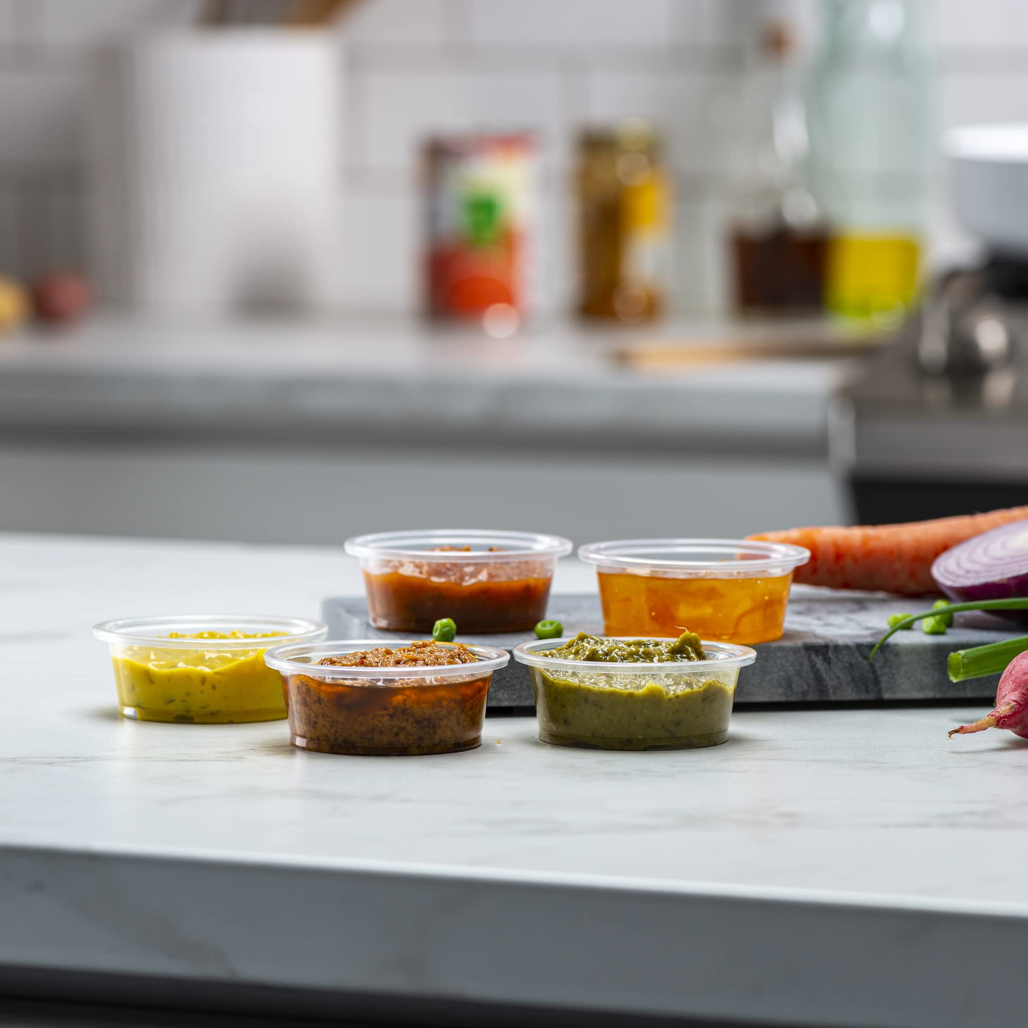 {1.5 Oz,200 Cups} Clear Diposable Plastic Portion Cups No Lids, Small Mini Containers For Portion Controll, Jello Shots, Meal Pr