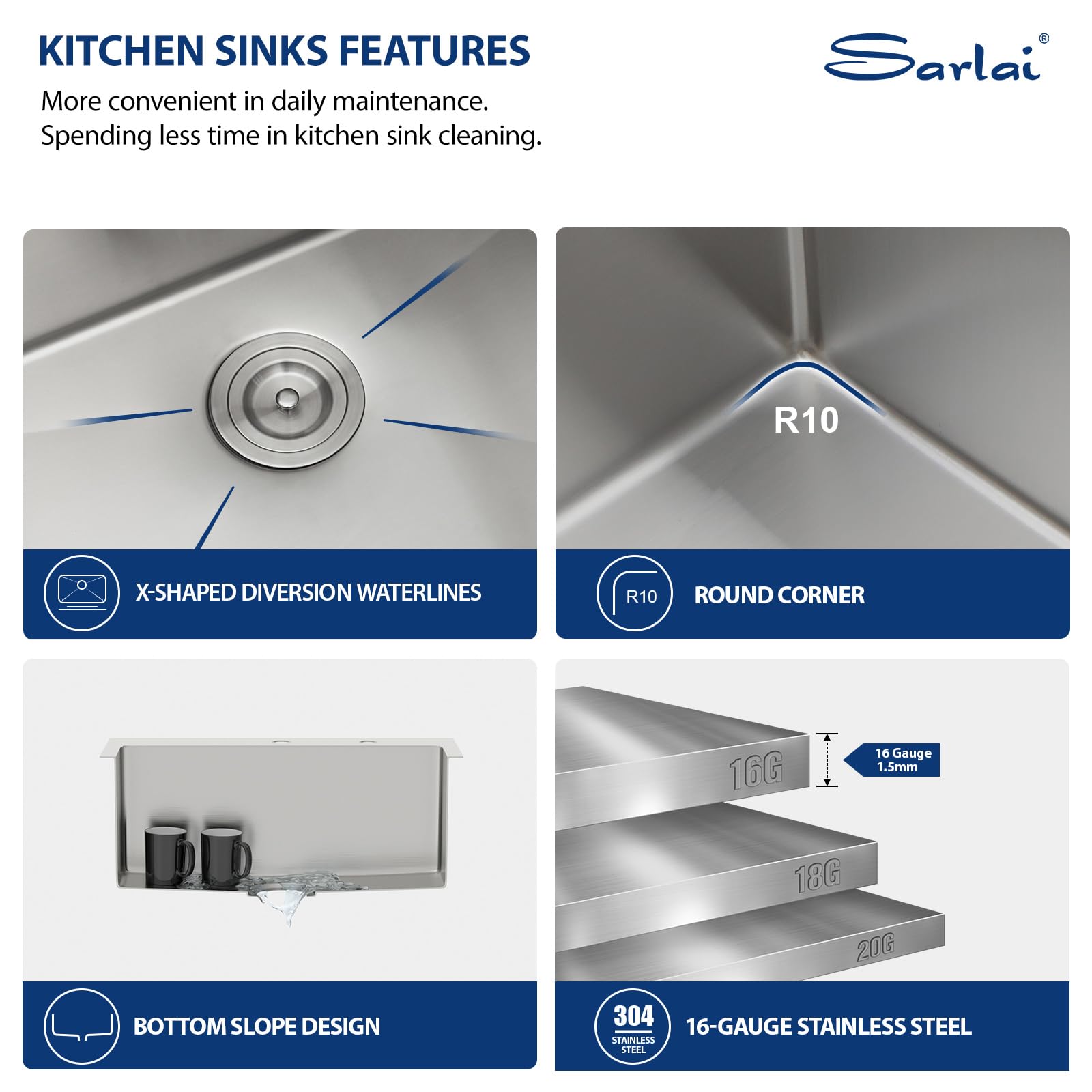 Sarlai 25 Drop In Kitchen Sink - 25 X 22 Stainless Steel Sink Drop In Laundry Sink 16 Gauge Round Corner Single Bowl Topmount Si