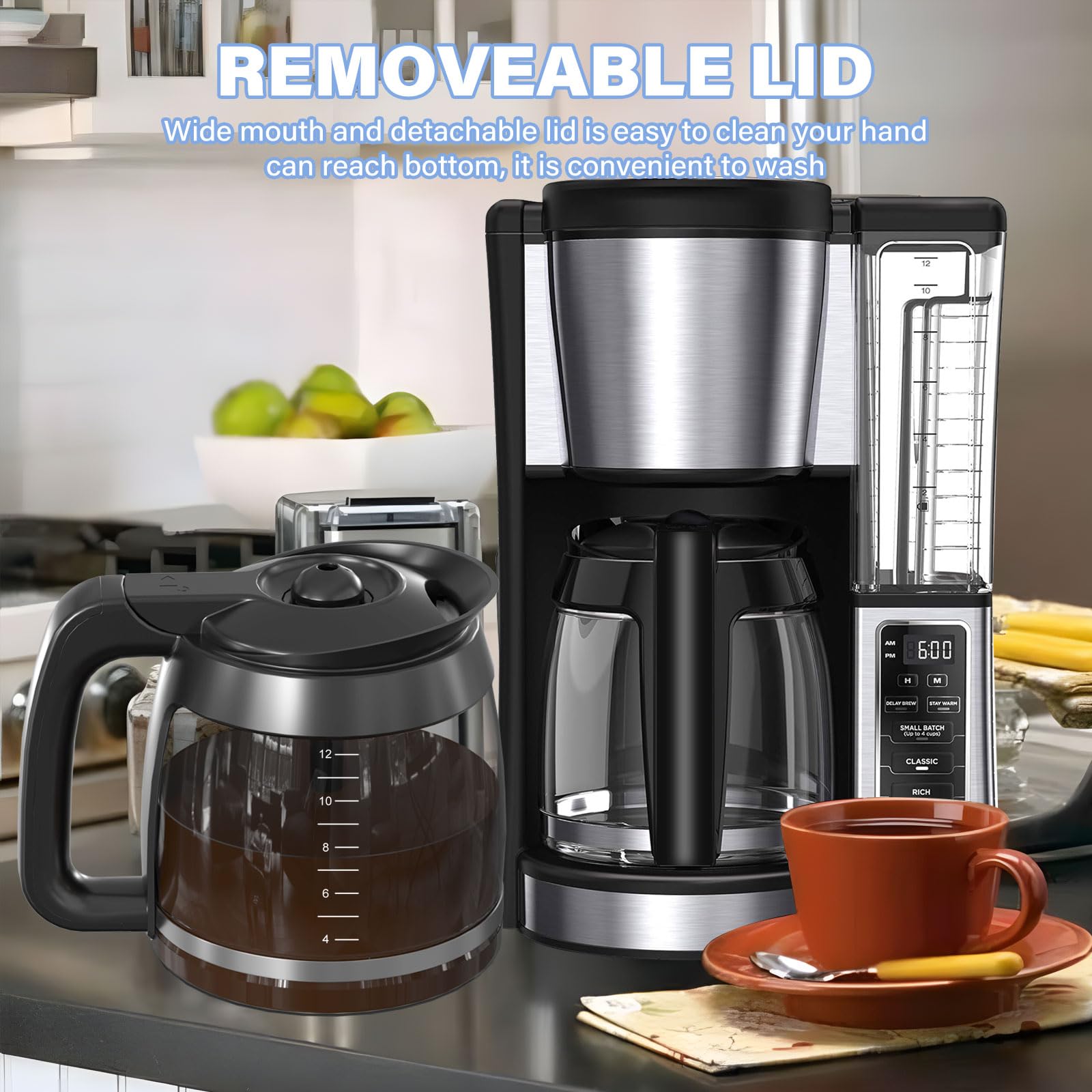 12-Cup Coffee Pot Replacement Carafe Compatible With Ninja Coffee Brewer Maker Models Ce251 Ce201 Ce201C Ce200 Ce200C Model# Xgl