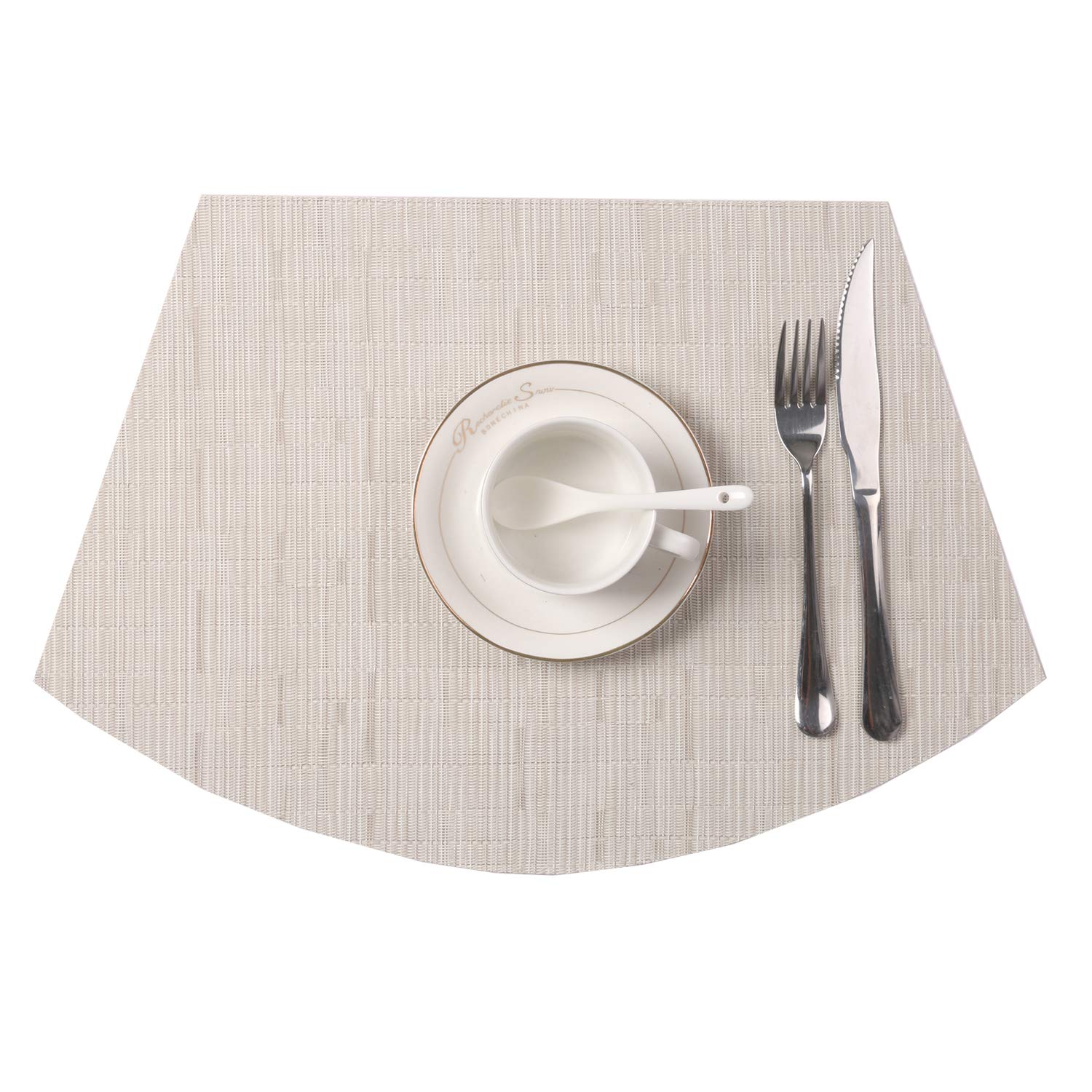 Shacos Round Table Placemats Set Of 7 Wedge Shaped Place Mat With Centerpiece Round Mat Heat Resistant Table Mats Washable (7, B