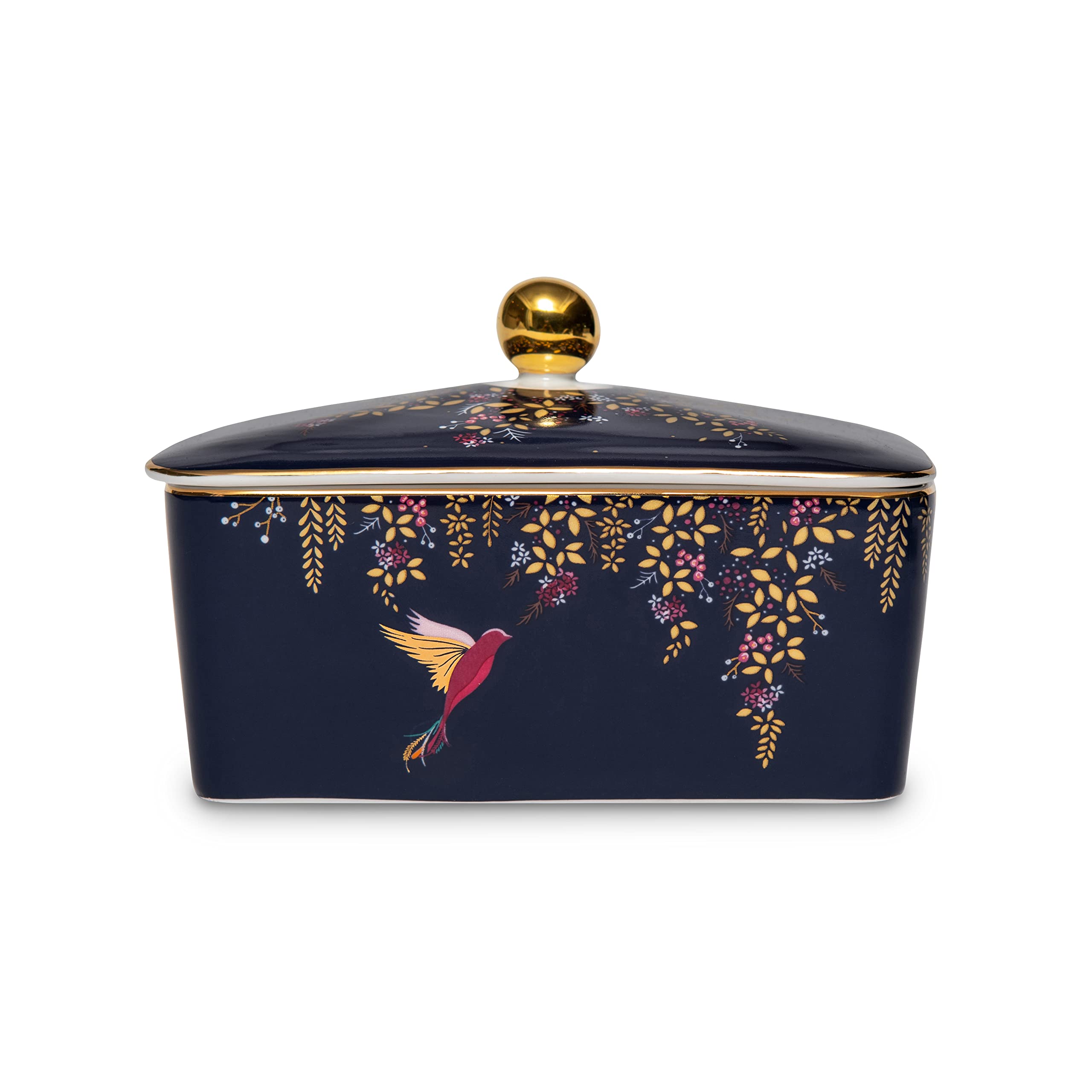 Portmeirion Sara Miller London Chelsea Covered Butter Dish | 6 Inch Butter Dish with Lid for Countertop | Made of Fine China | C