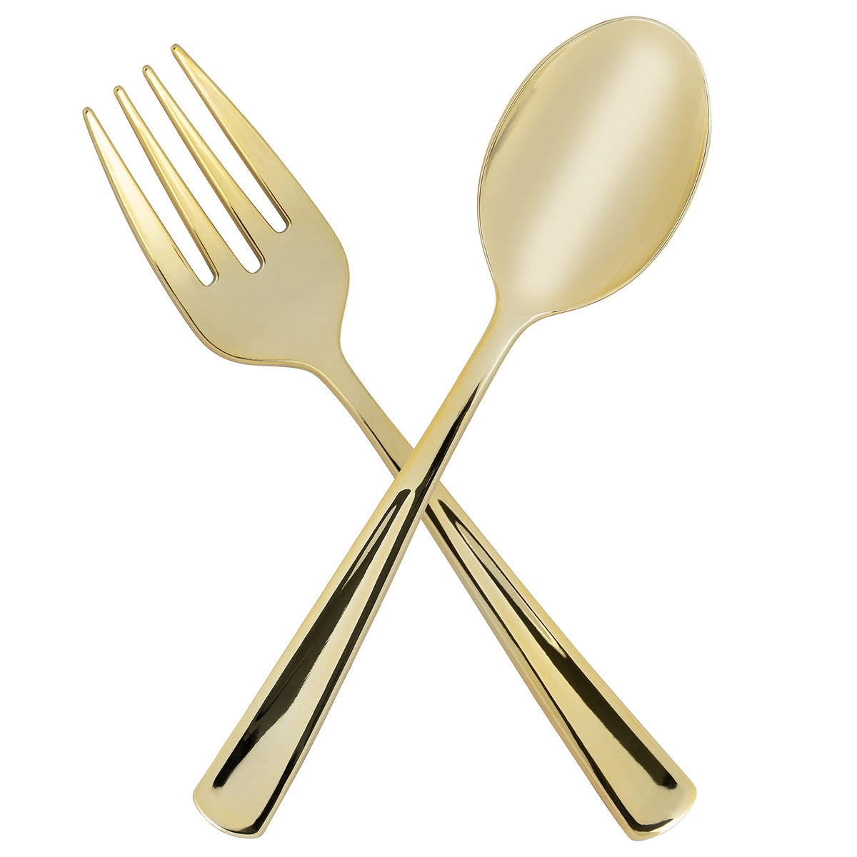 Plasticpro Disposable Plastic Gold Serving Utensils 6 Forks & 6 Spoons Durable Heavy Duty Premium Serving Utensils Gold 6 Sets