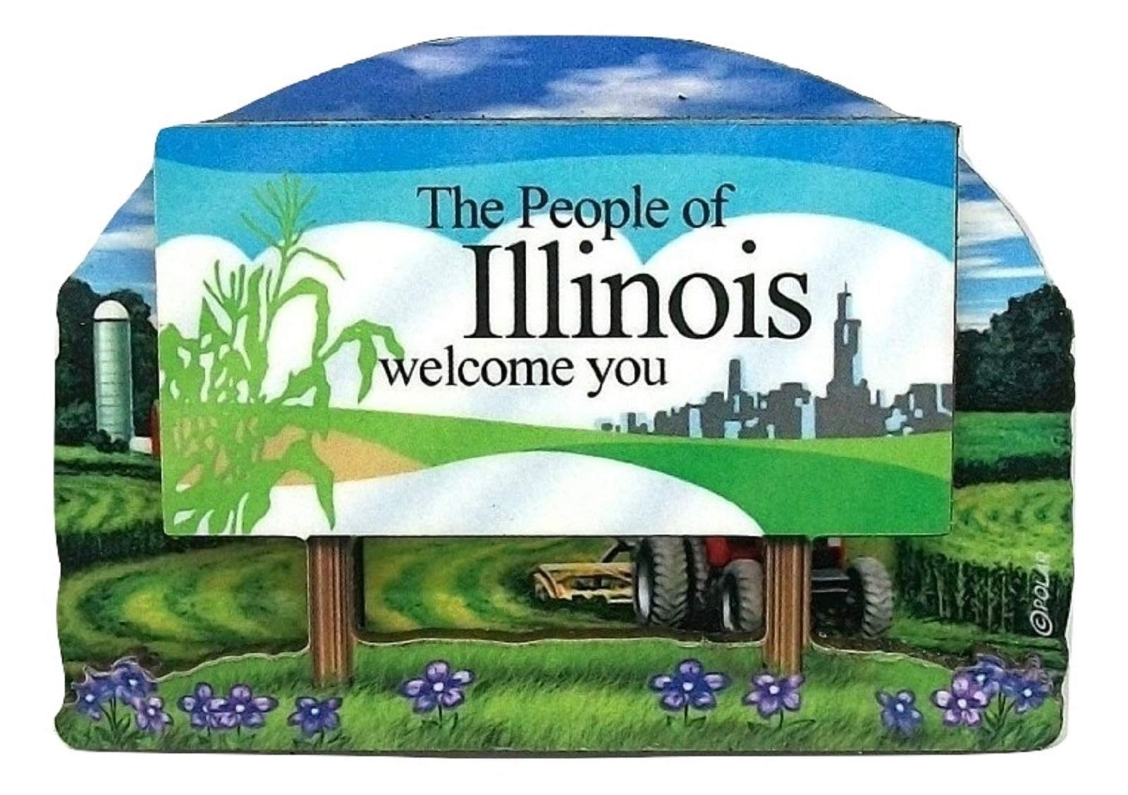 Illinois State Welcome Sign Wood Fridge Magnet 2