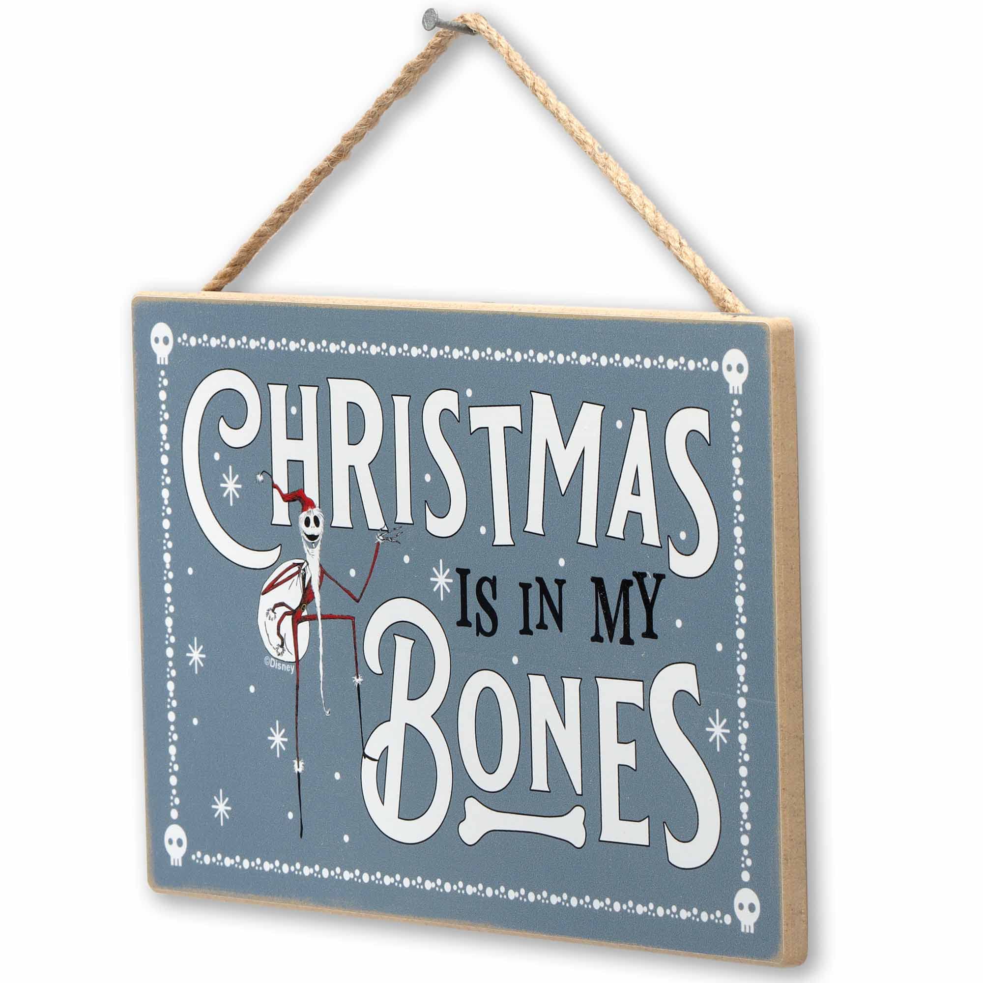Disney The Nightmare Before Christmas In My Bones Hanging Wood Wall Decor - Fun Santa Jack Christmas Sign for Home Decorating