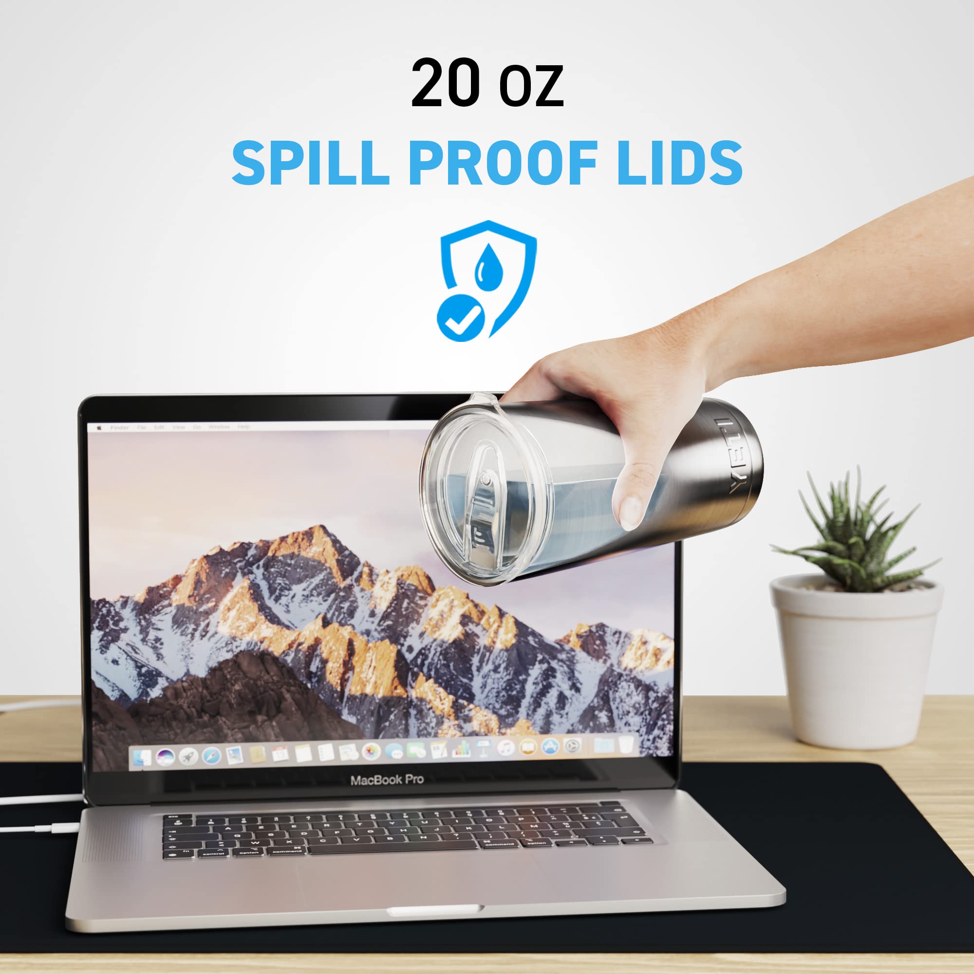 20/10 Oz - 4 Replacement Lids For Yeti Tumblers Like Yeti Lids - 3.3 Inch Diameter - Spill Proof Lids For Yeti Tumblers - Tumble