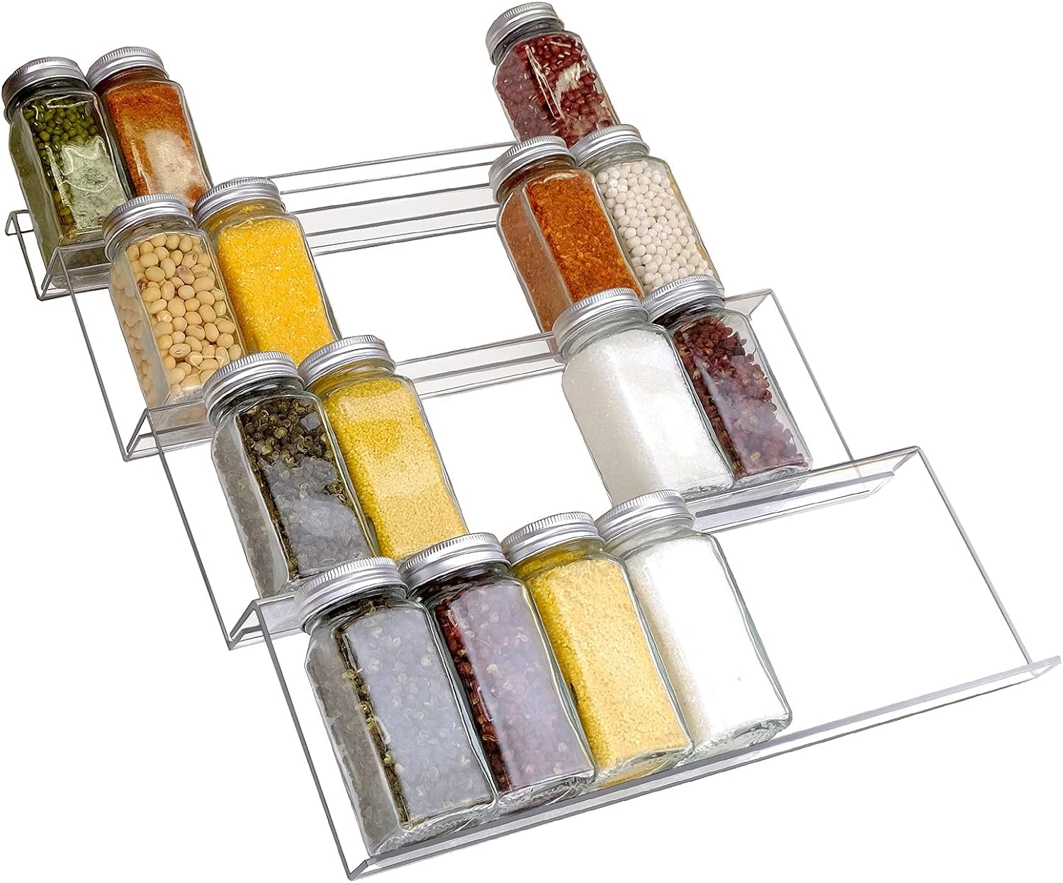 Delavala Adjustable Expandable Spice Rack Organizer  4 Tiers, 4Pcs, For Drawer, Countertop, Cabinet  Kitchen Storage & Organiz