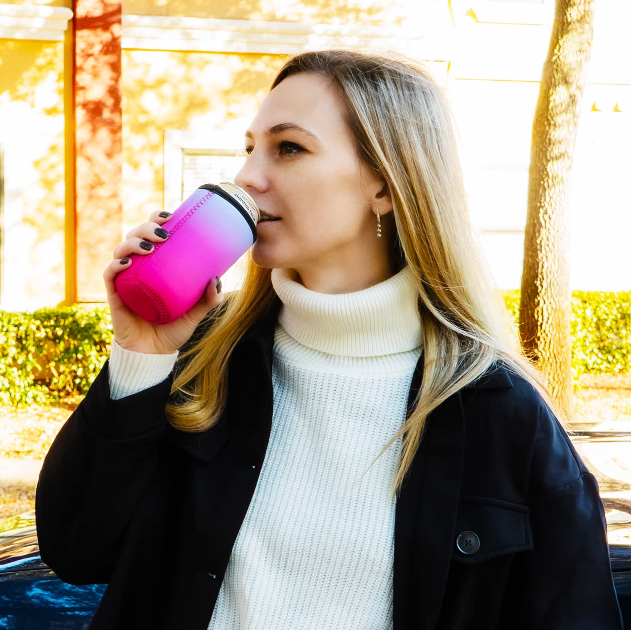 Tahoebay Ombre Cooler Sleeves For Cans And Bottles - Memory Foam (4-Pack) (Slim Can)
