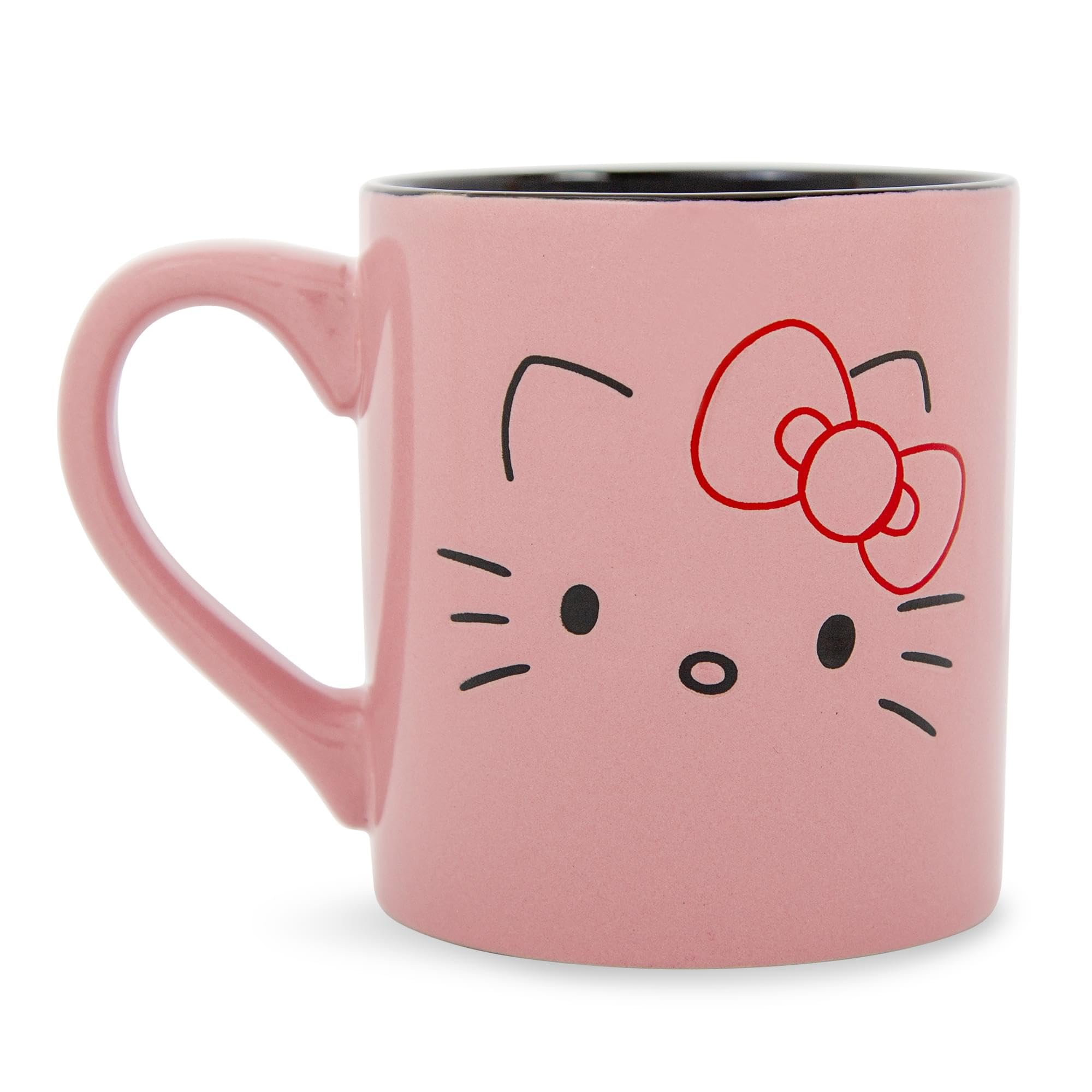 Sanrio Hello Kitty Pink Outline Face Wax Resist ceramic Mug  Holds 14 Ounces