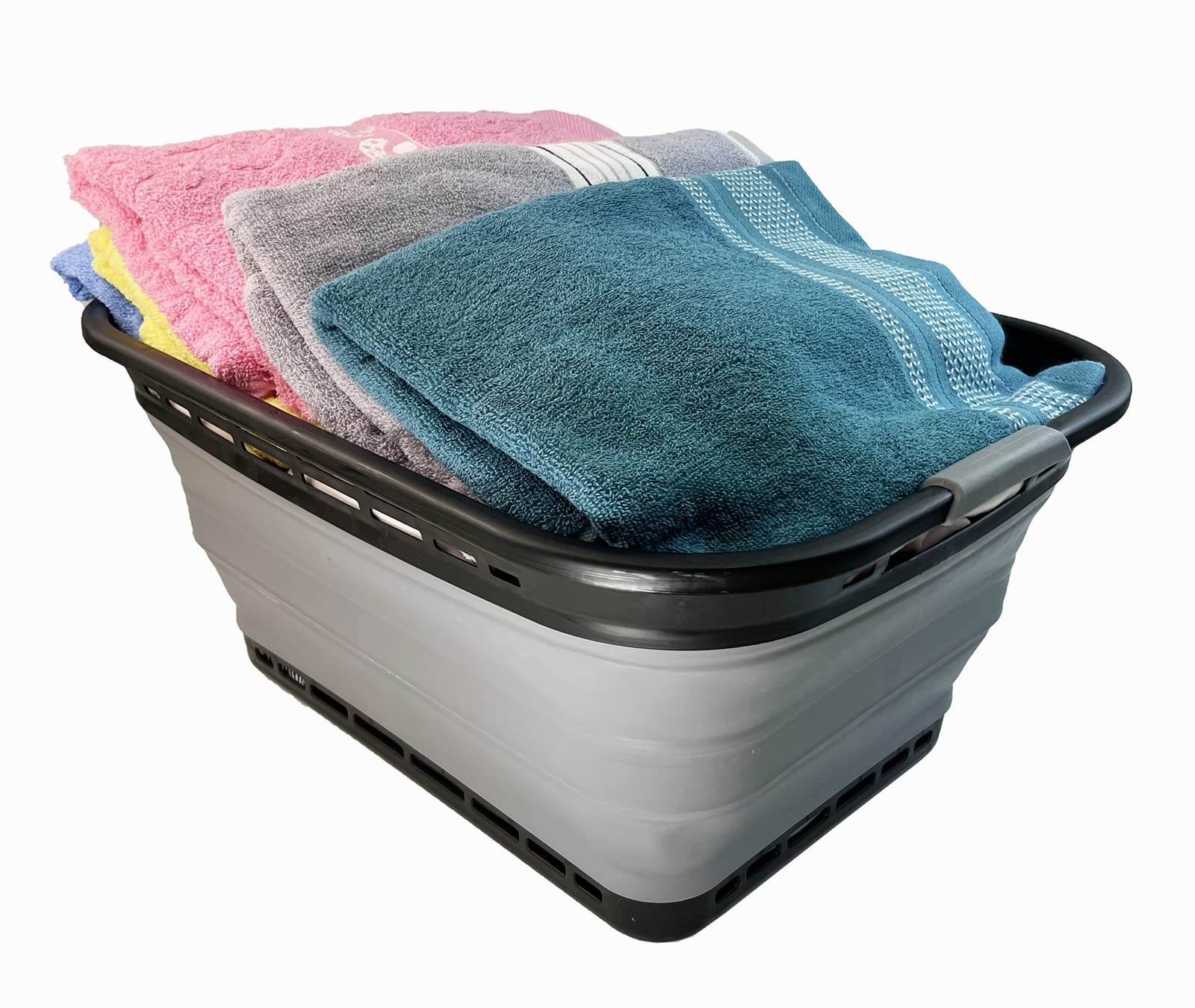 Sammart 42L (11 Galloons) Collapsible Plastic Laundry Basket - Foldable Pop Up Storage Container/Organizer - Portable Washing Tu