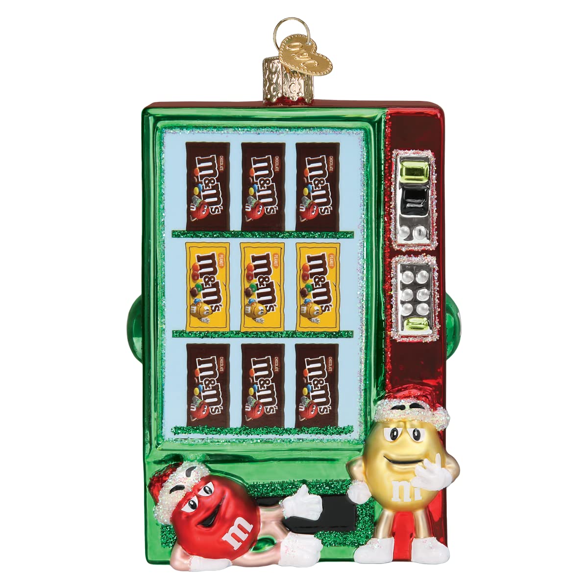 Old World Christmas M&M S Vending Machine Glass Blown Ornament for Christmas Tree, Handcrafted Holiday Decoration, M&Ms Collecti