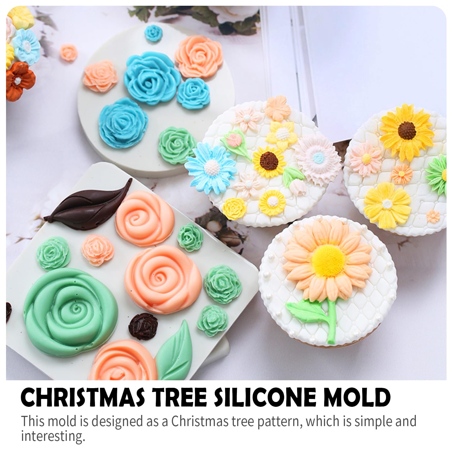 Sk 3D Rose Flower Shape Diy Fondant Chocolate Silicone Mold Sugar Decoration Baking Tools