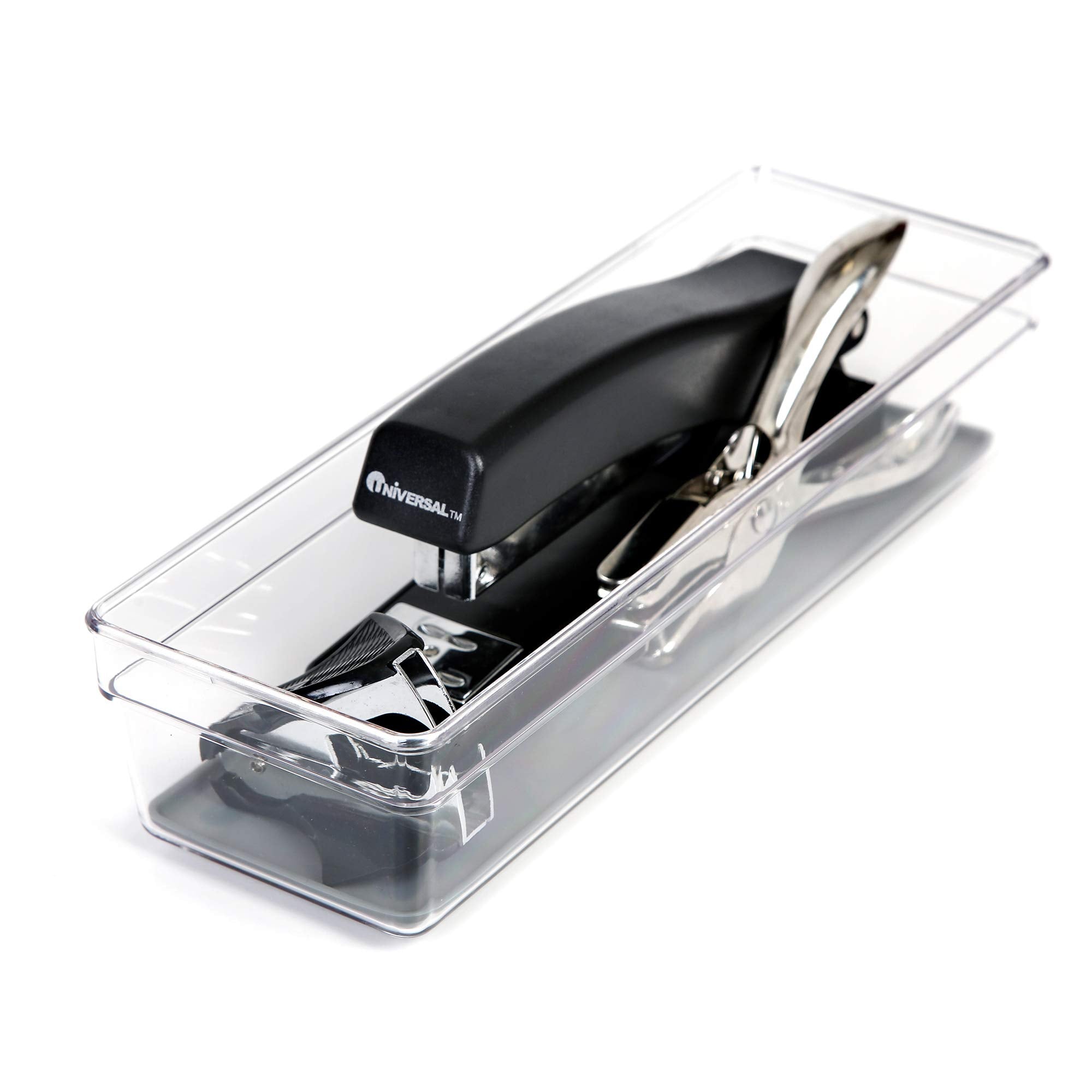 Smart Design Plastic Drawer Organizer - 9 X 3 Inch - Silicone Bottoms - Bpa Free - Makeup Tray, Vanity, Utensils, Silverware Sto