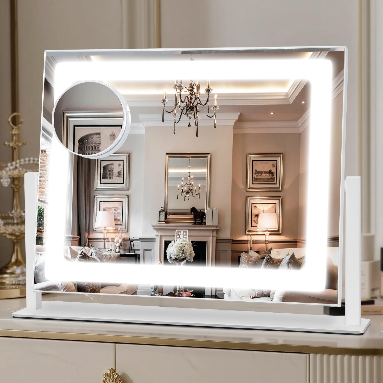 Vanity Mirror with Lights, 16  12 LED Makeup Mirror, HD Professional Mirror, 10X Magnification, Smart Touch with 3-Color Lightin