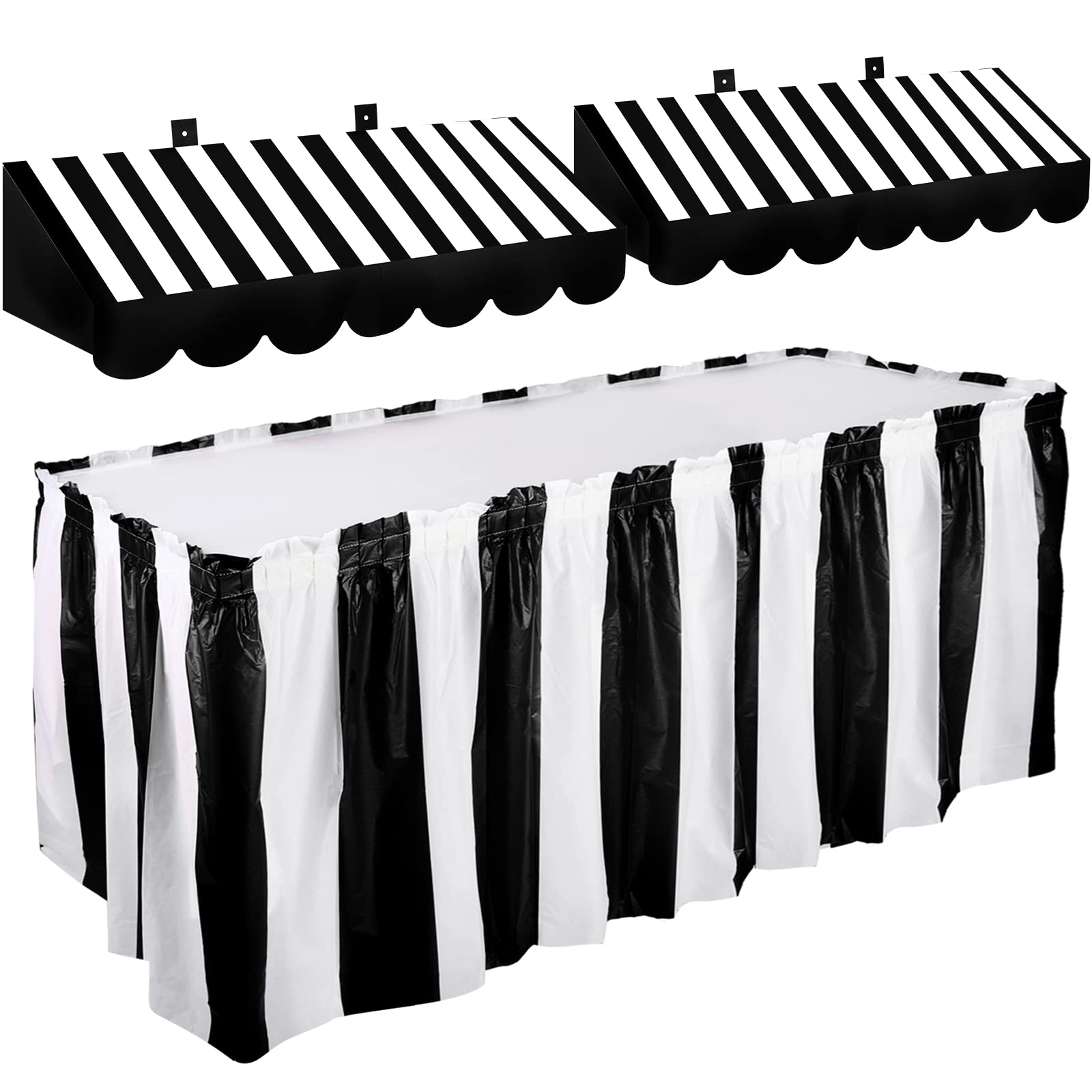 Tallew 3D Circus Awning Wall Decorations And Stripe Table Skirts Cardboard Awning Tent Decors For Doors Window Classroom Concess