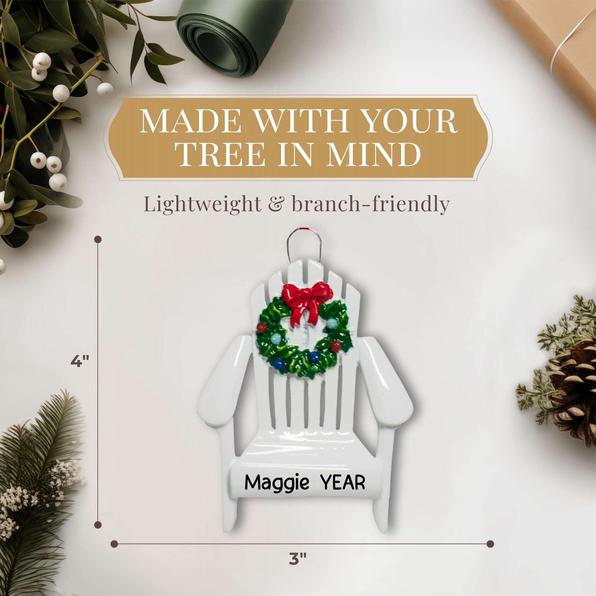 Personalized Beach Chair Ornament 2025 | Free 24h Customization | Laser Engraved Travel Christmas Ornaments for Tree | Custom Gi