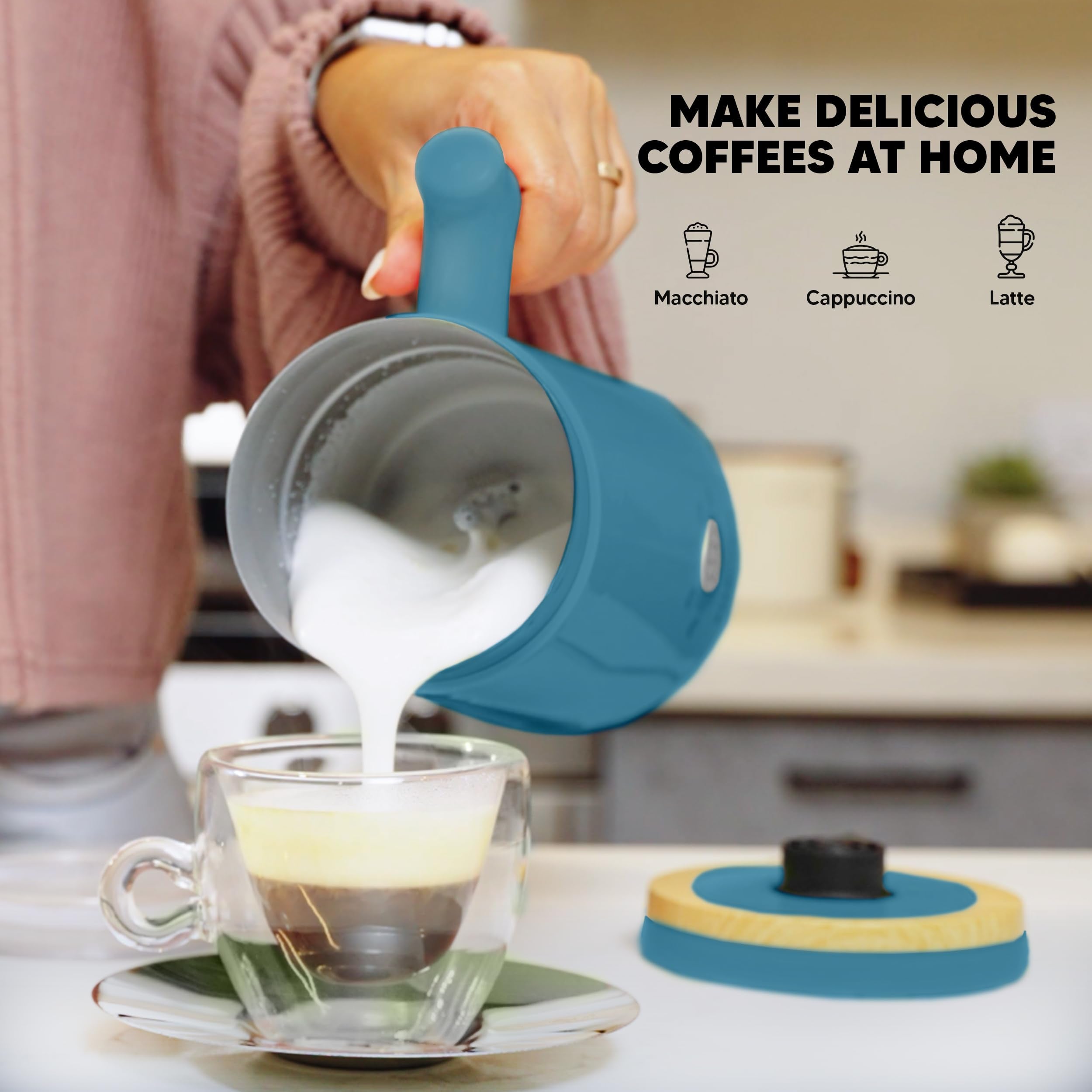 Starument Electric Milk Frother - Automatic Milk Foamer & Heater For Coffee, Latte, Cappuccino, Other Creamy Drinks - 4 Settings