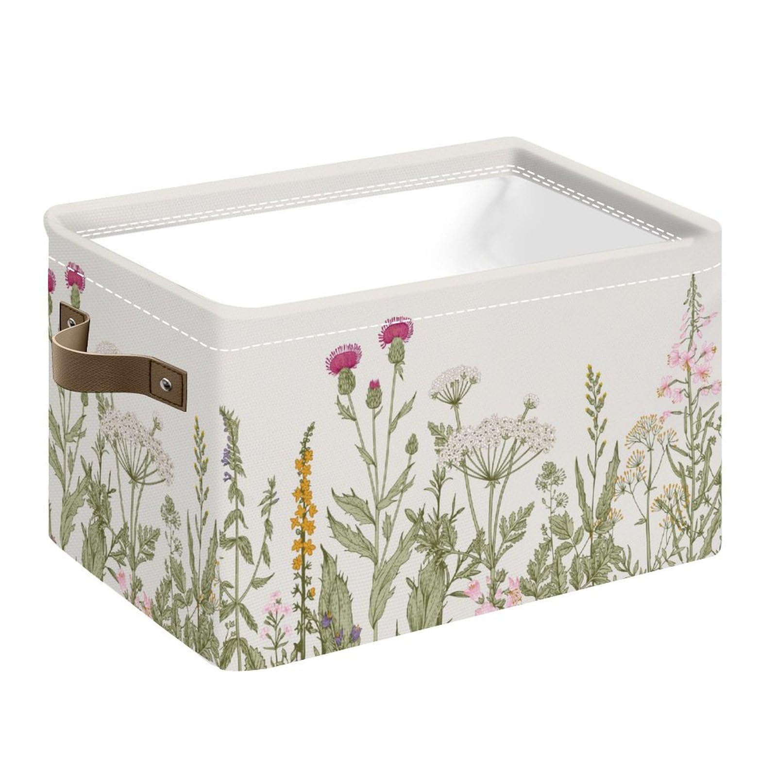 Storage Basket Gift Baskets With Handles Foldable Decorative Canvas Storage Bin For Living Room Shelves Office Clothes, 14X10X8