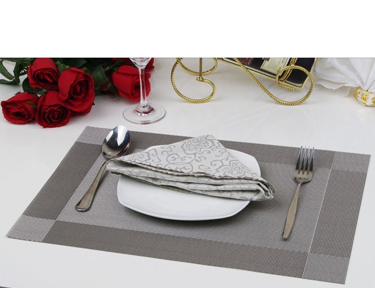 8 Pcs Heat-Resistant Placemats For Table Protection - Elegant Waterproof Placemats For Dining Tables - Gray Table Protectors For