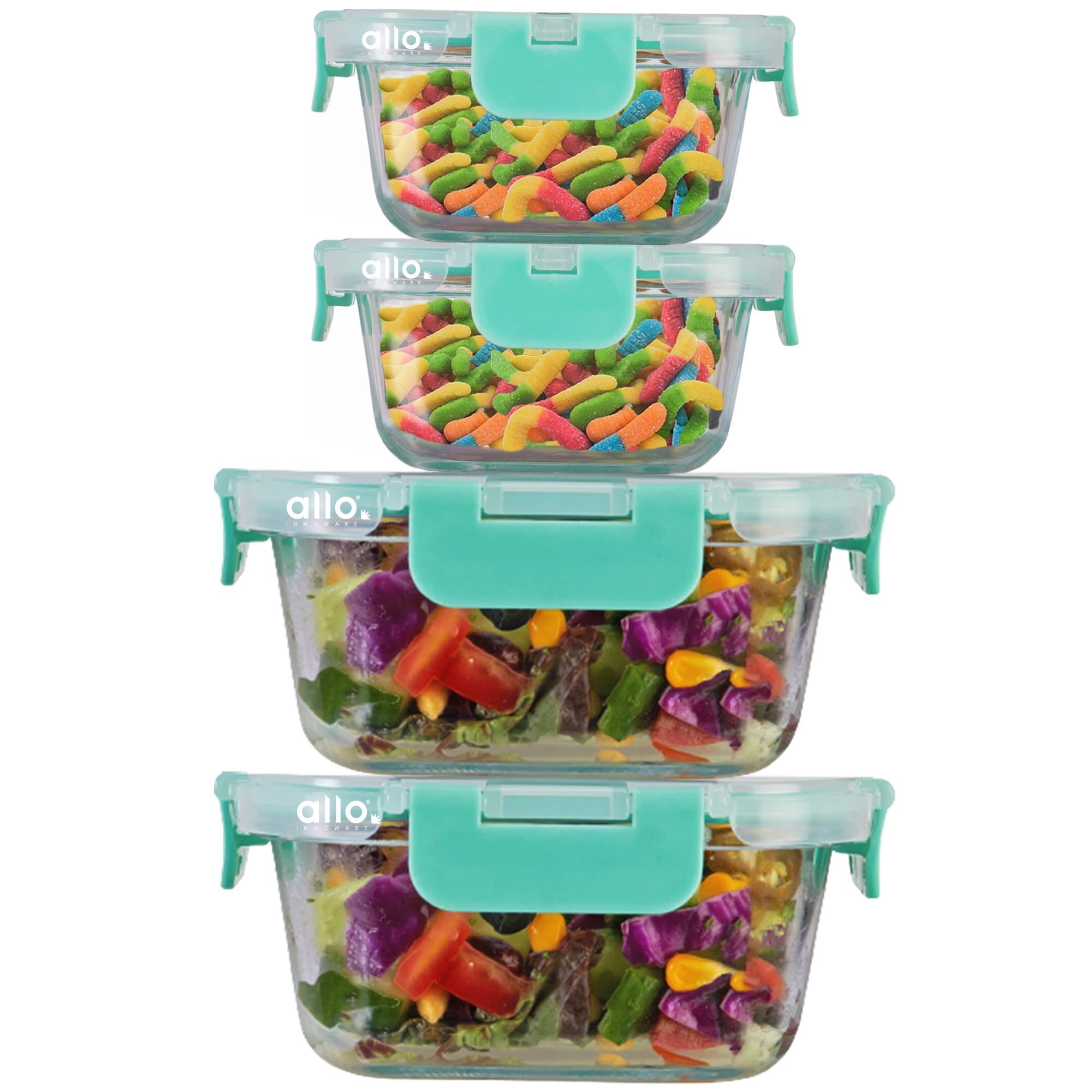 Allo Food Safe Glass Containers With Lids With Break Free Lock, Oven & Microwave Safe Containers,Borosilicate Meal Prep Glass Fo