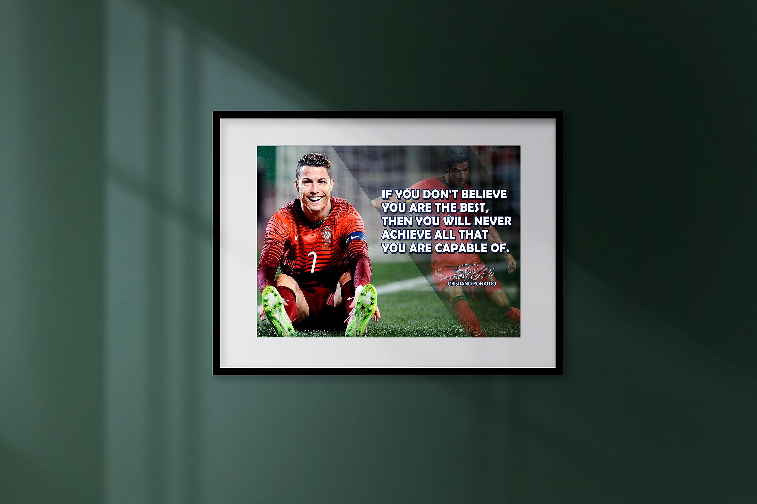 Cristiano Ronaldo Motivational Poster Quote Inspirational Quotes Classroom Posters Mens Soccer Pro Coaching Wall Art Growth Mindset Teacher Educational Signed Memorabilia Sports Decor Jersey Boys P116