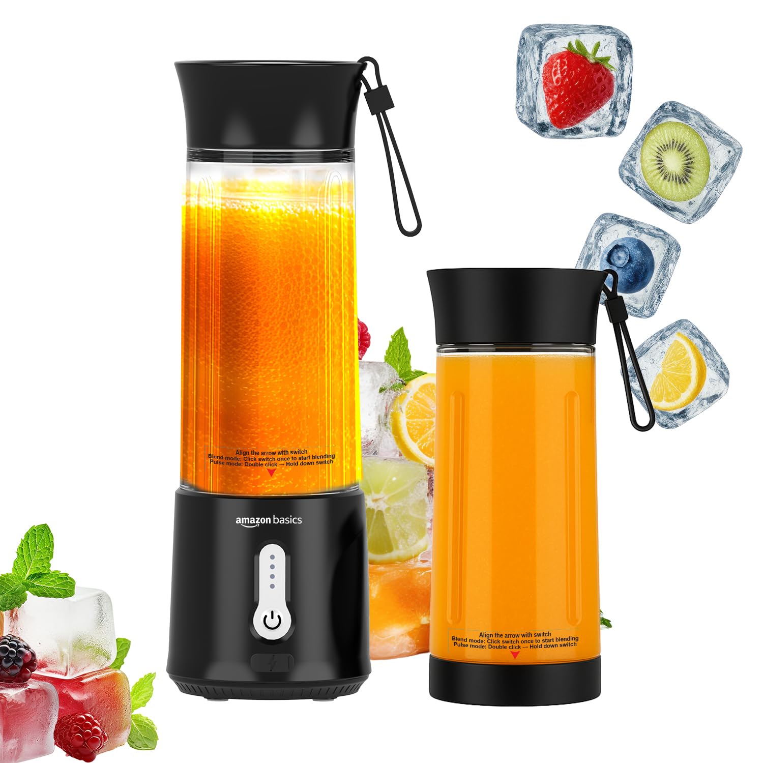 Amazon Basics Portable Hand Blender For Smoothies And Juices | Pulse Mode | Usb Rechargeable | 6 Stainless Steel Blades | 500 Ml