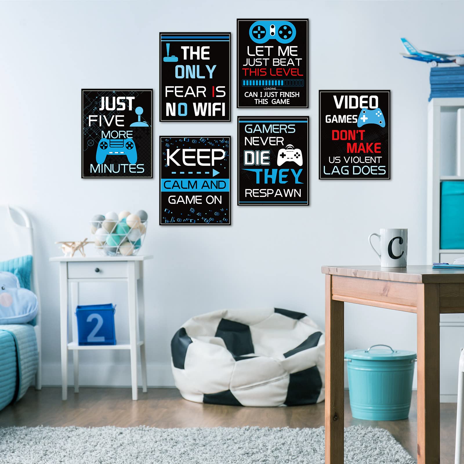 10 Video Game Poster Sign Gamer Art Print Boy Game On Birthday Party Wall Decoration, Inspirational Words Quote Poster 10 X 8 In