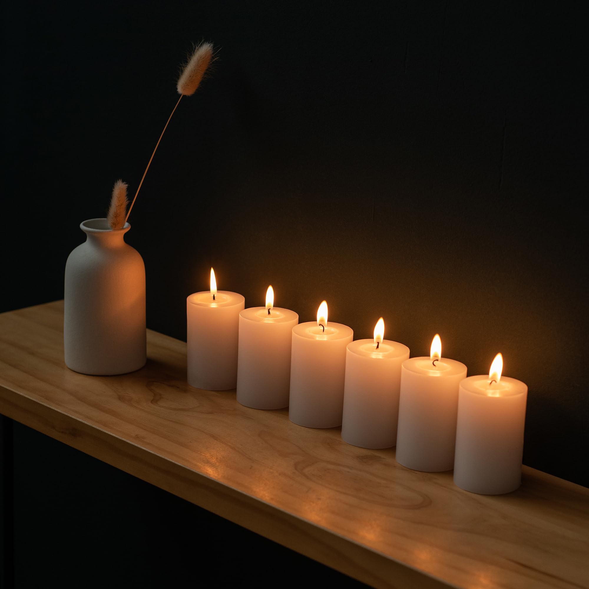 Housecret 25 Pack 2  D x 3  H (20 Hour Burn Time) White Unscented Pillar Votive Candles, Hand Poured Wax Candle Ideal Gifts for