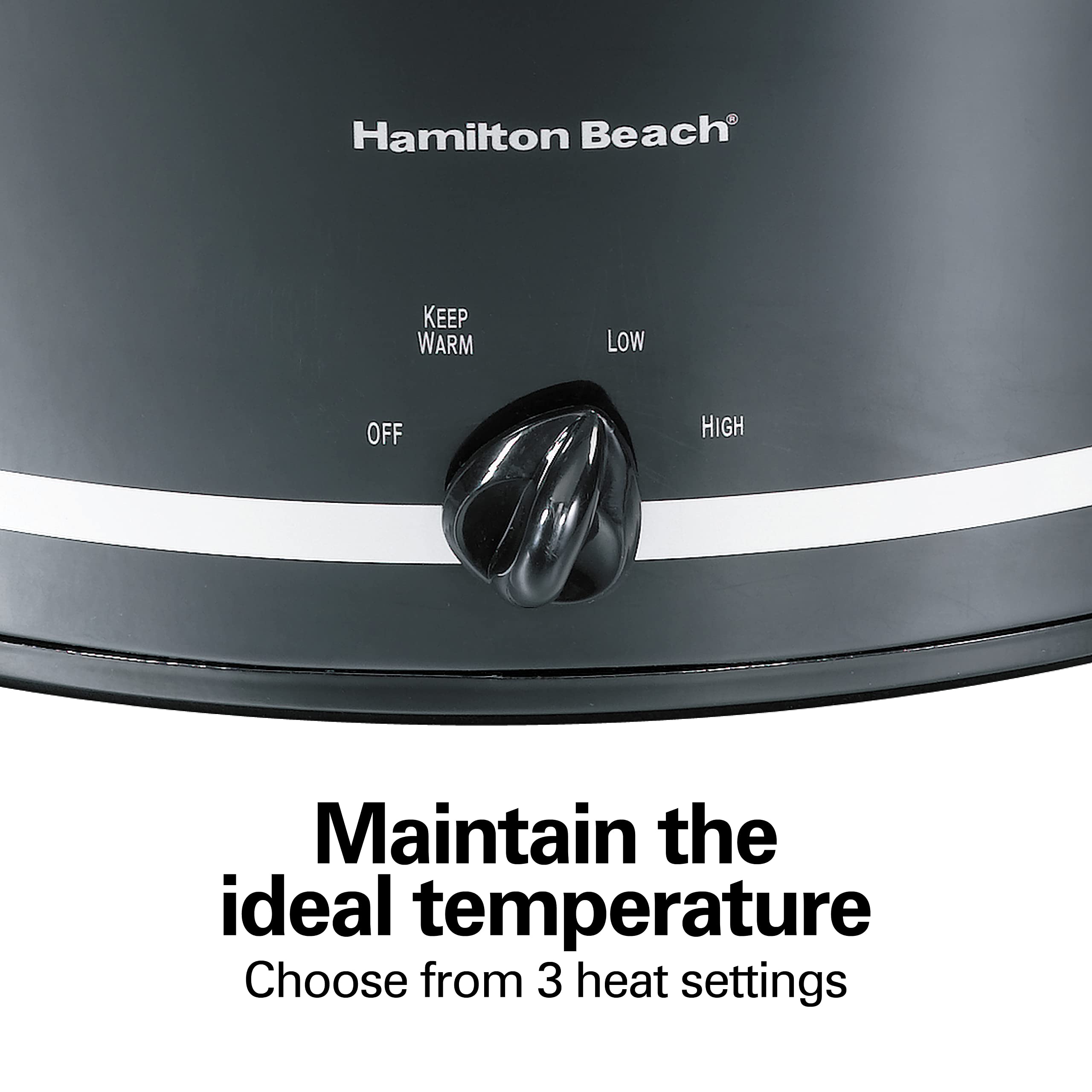 Hamilton Beach Slow Cooker With 3 Cooking Settings, Dishwasher-Safe Stoneware Crock & Glass, 8-Quart Built-In Lid Rest, Black
