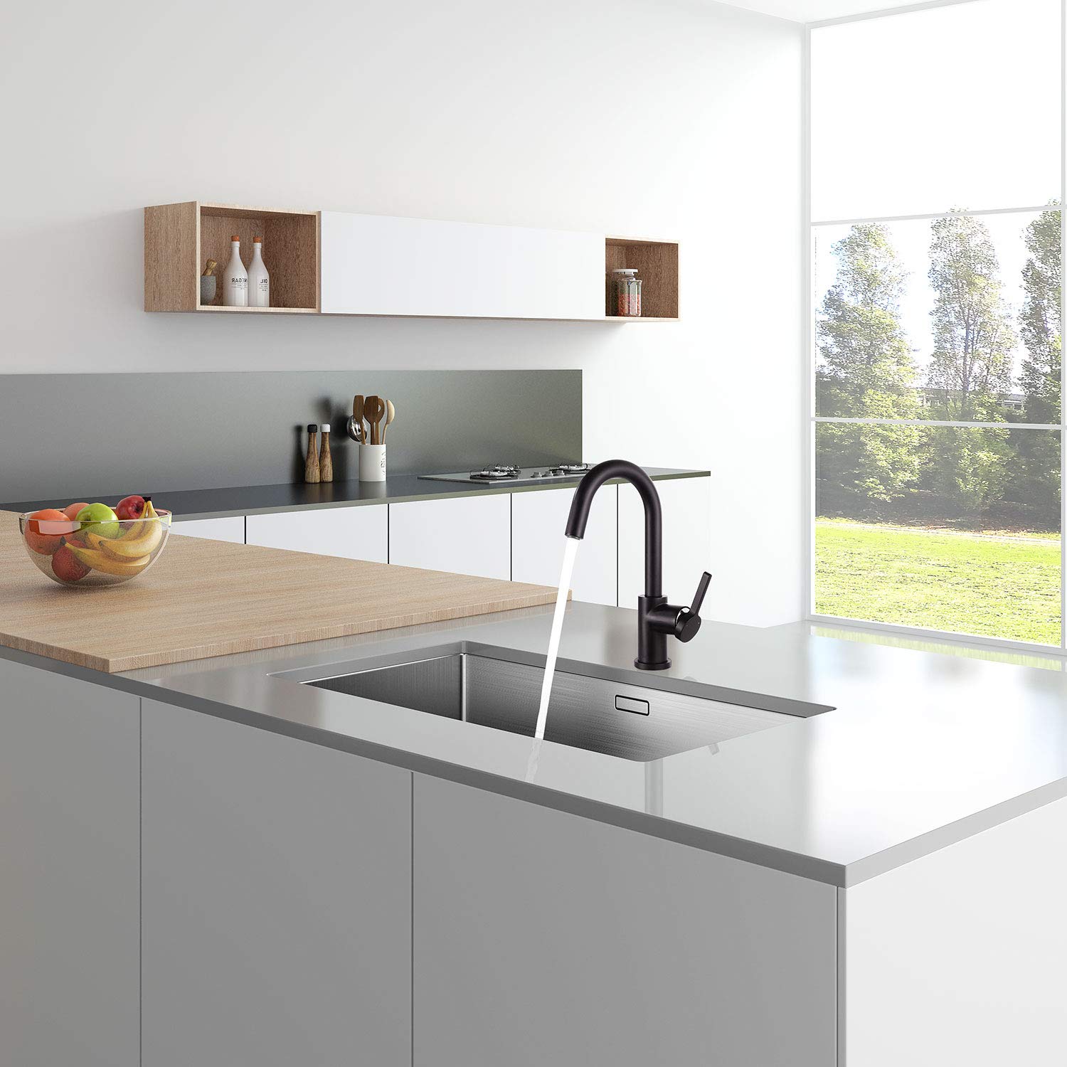AguaStella AS1010MB Matte Black Bar Faucet or Prep Kitchen Sink Faucet with Single Handle