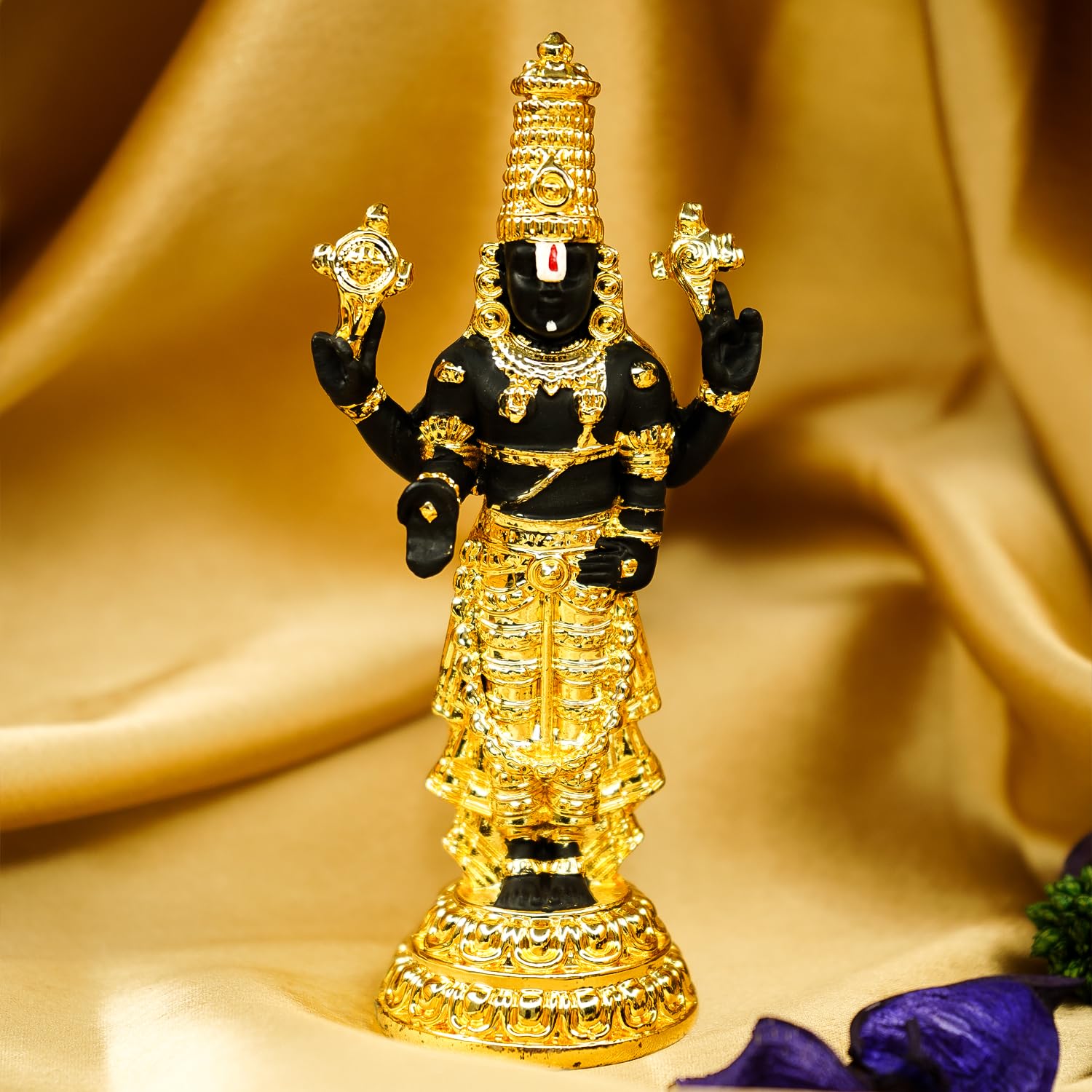 Ekhasa Tirupati Balaji Idol (Size: 11 Cm) | Lord Venkateswara Idol For Car Dashboard, Pooja Room, Home Decor & Office Desk | Ven