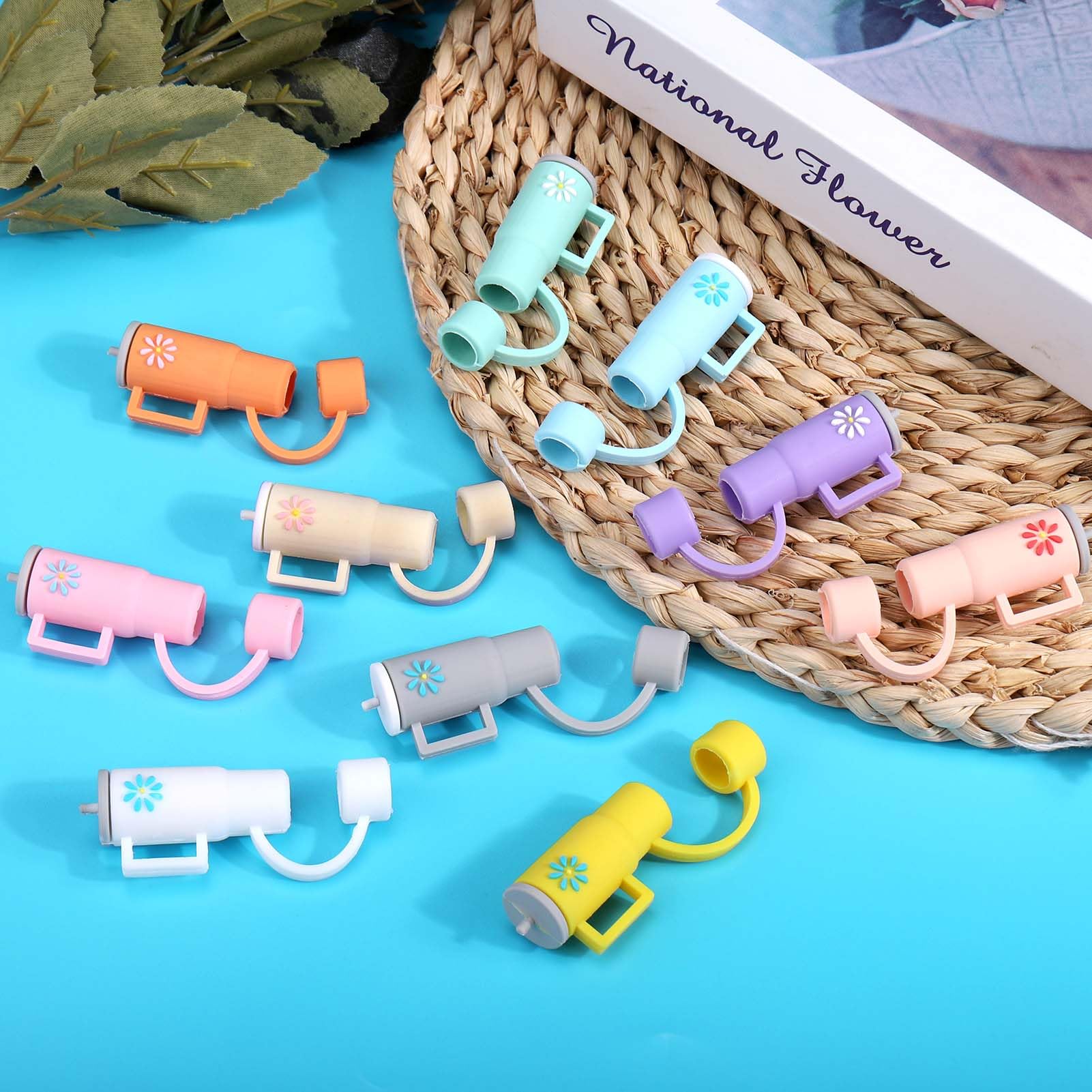 Aiersa 10Pcs Straw Cover Cap For Stanley Cup, Silicone Straw Topper Compatible With Stanley 30&40 Oz Tumbler With Handle