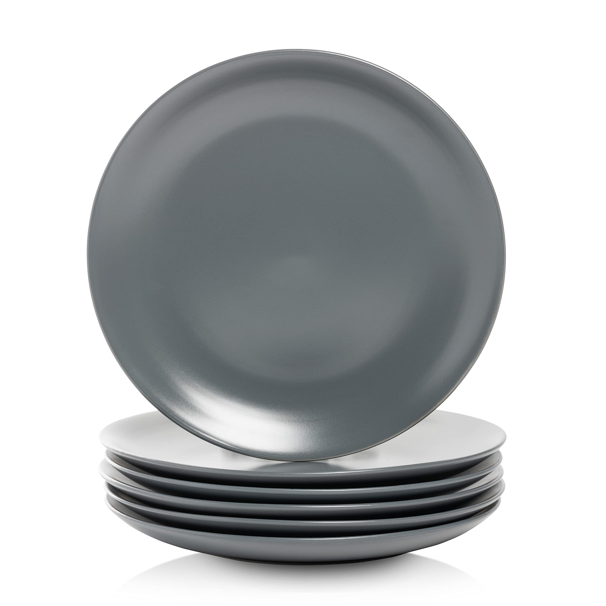 10 Strawberry Street Wazee Matte 105 coupe Dinner Plate, Set of 6, charcoal gray