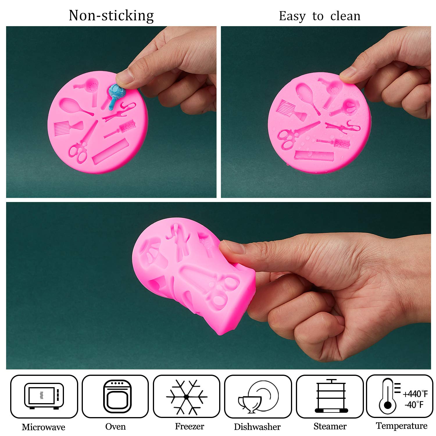 2 Pieces Makeup Tools Design Fondant Cake Molds Makeup Designed Silicone Molds Scissors Hair Tools Shaped Fondant Mold For Choco