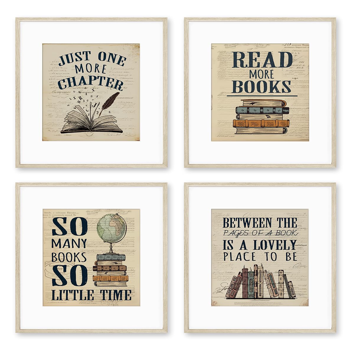 Plkmn Reading Posters For Library 10X10,Book Club Decorations,Library Decor,Book Lovers Gifts,Retro Vintage Wall Art For Reading