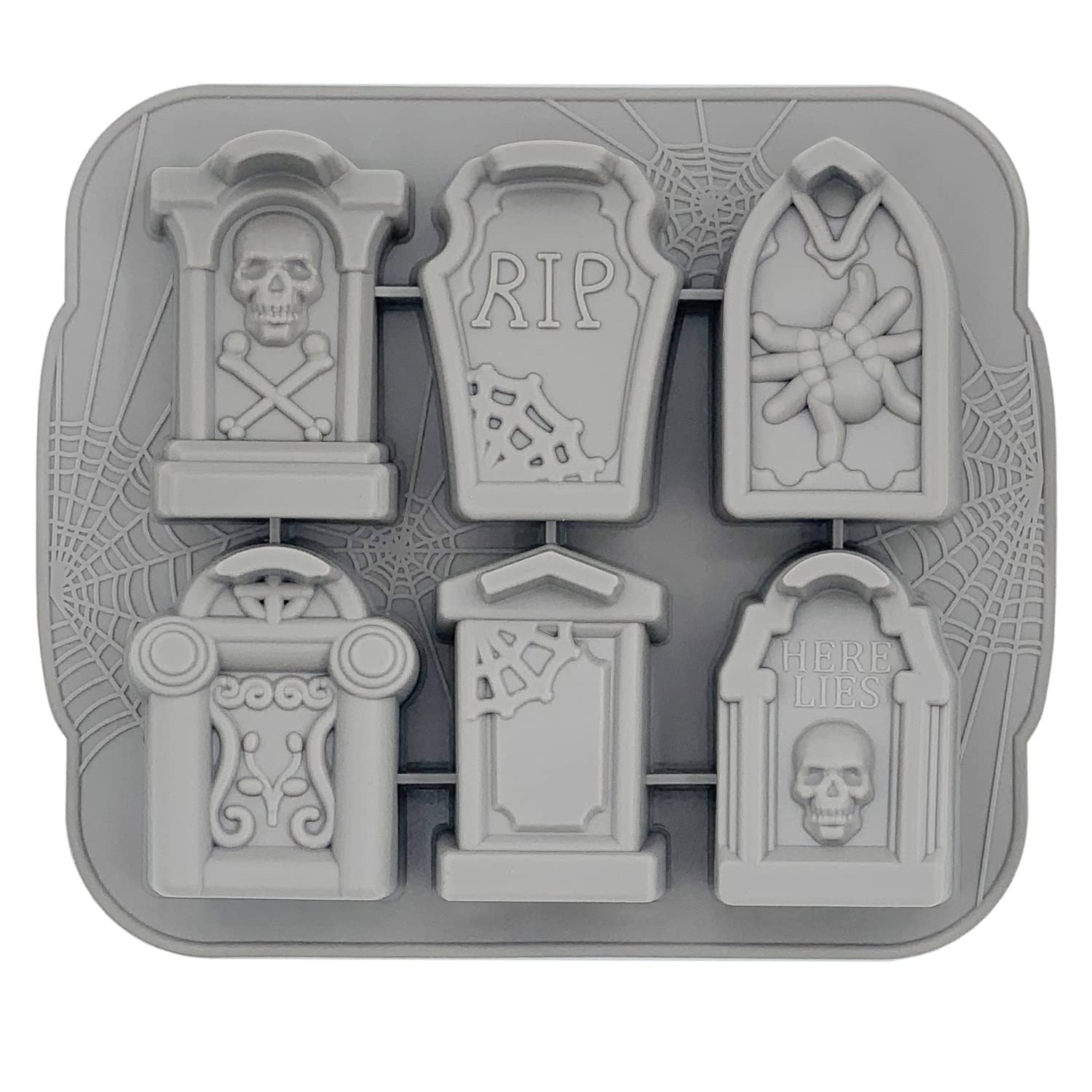 Jetkong Tombstone Cakelet Pan Tombstone Shaped Mold Rip Gravestone Chocolate Mold Ice Cube Tray (Gray)