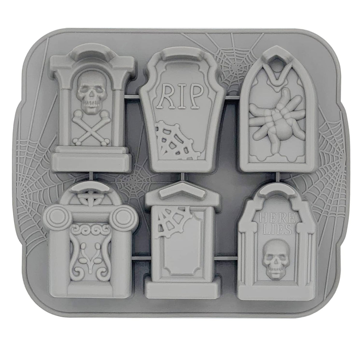 Jetkong Tombstone Cakelet Pan Tombstone Shaped Mold Rip Gravestone Chocolate Mold Ice Cube Tray (Gray)