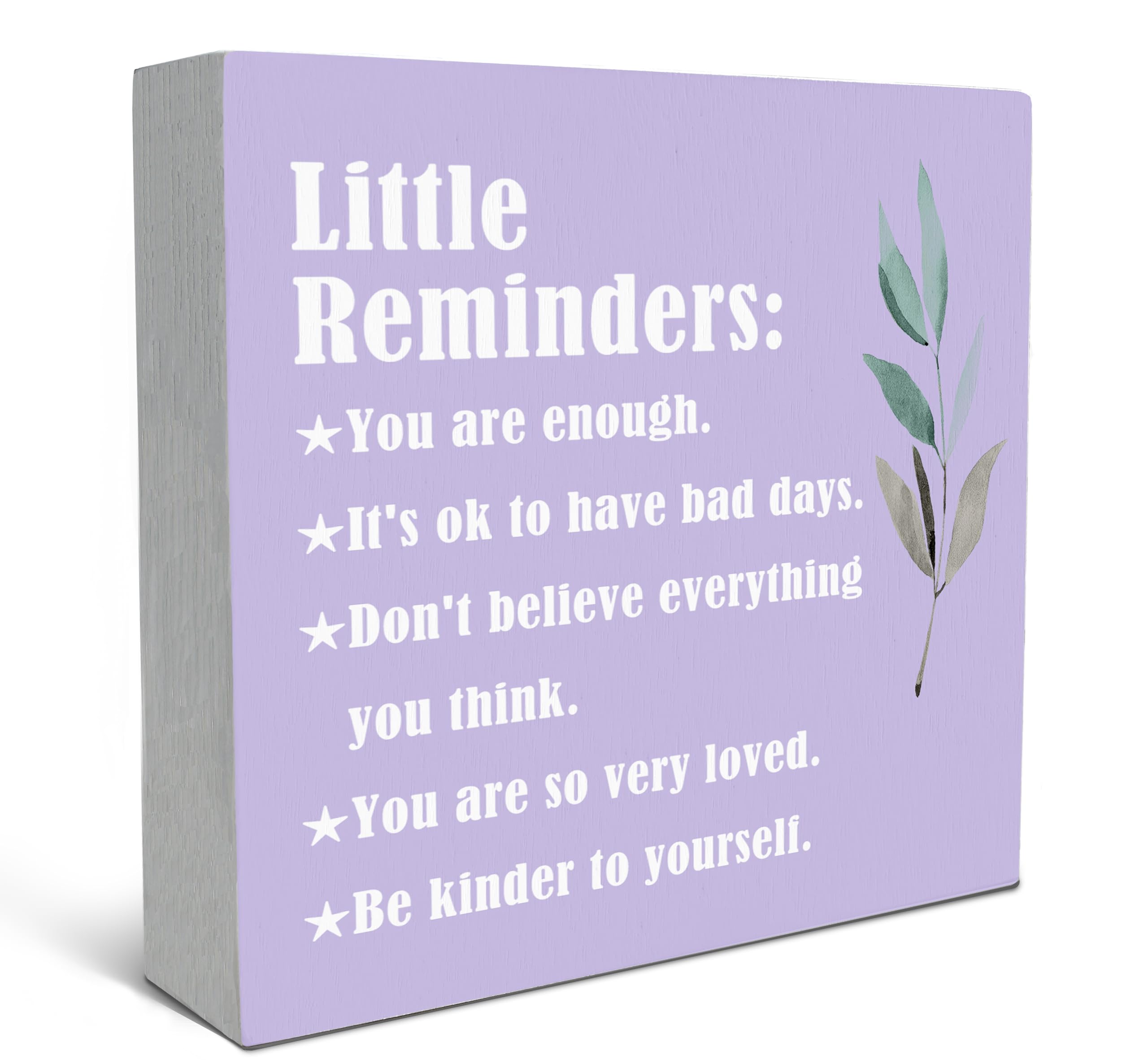 SRADMO Inspirational Little Reminders Wood Box Sign Desk Decor, College Motivational Positive Affirmation Gifts Box Sign For Off