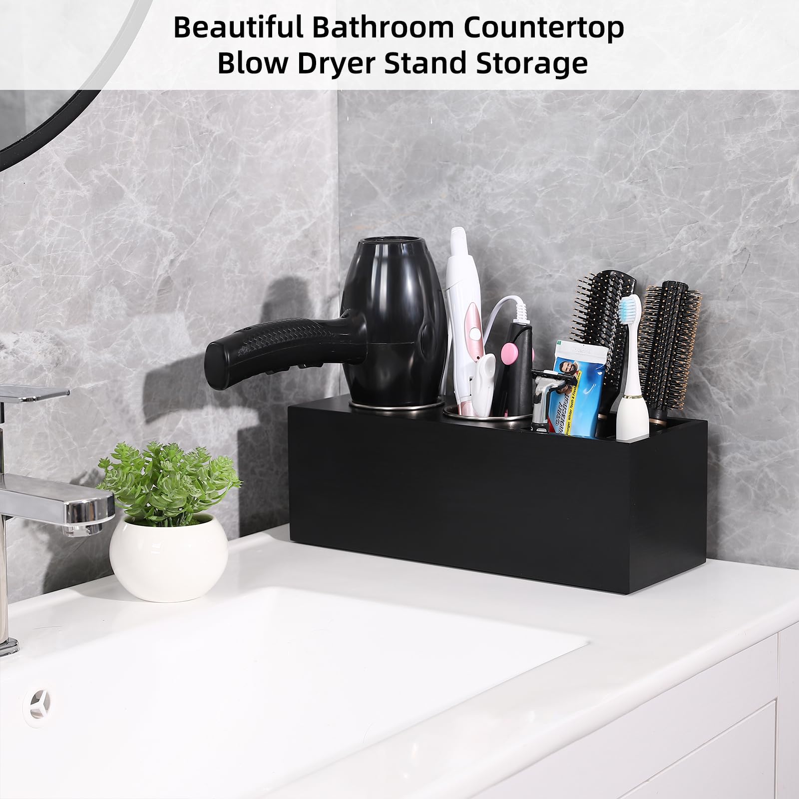 Raikedr Hair Dryer Countertop Holder, Hair Tool Organizer Wall Mount, Blow Dryer Holder Cabinet Door Organizer, Bathroom Counter