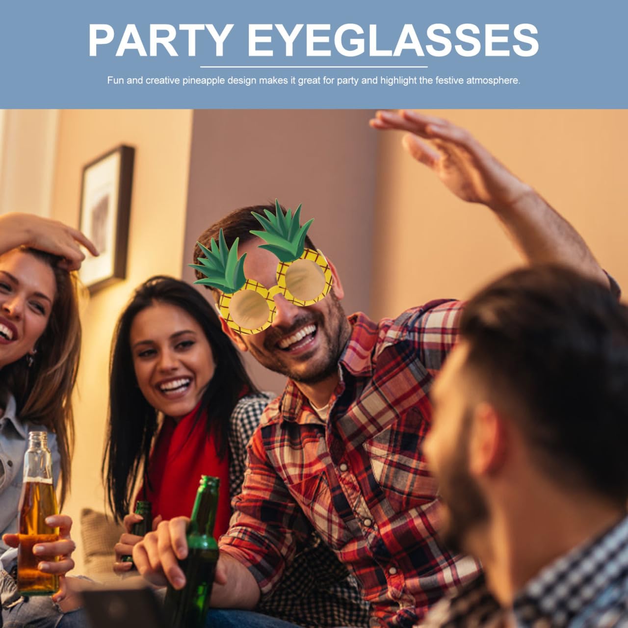 Amosfun Hawaiian Novelty Party Sunglasses Beach Pineapple Eyeglasses Pineapple Glasses Summer Party Favors Funny Eyewears Glasses Dancing Party Supplies